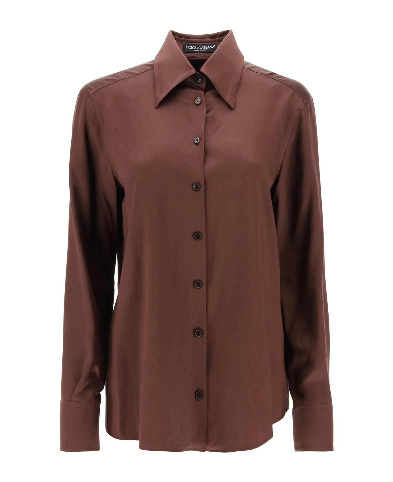 Dolce & Gabbana Silk Satin Shirt - TESTA DI MORO (Brown)