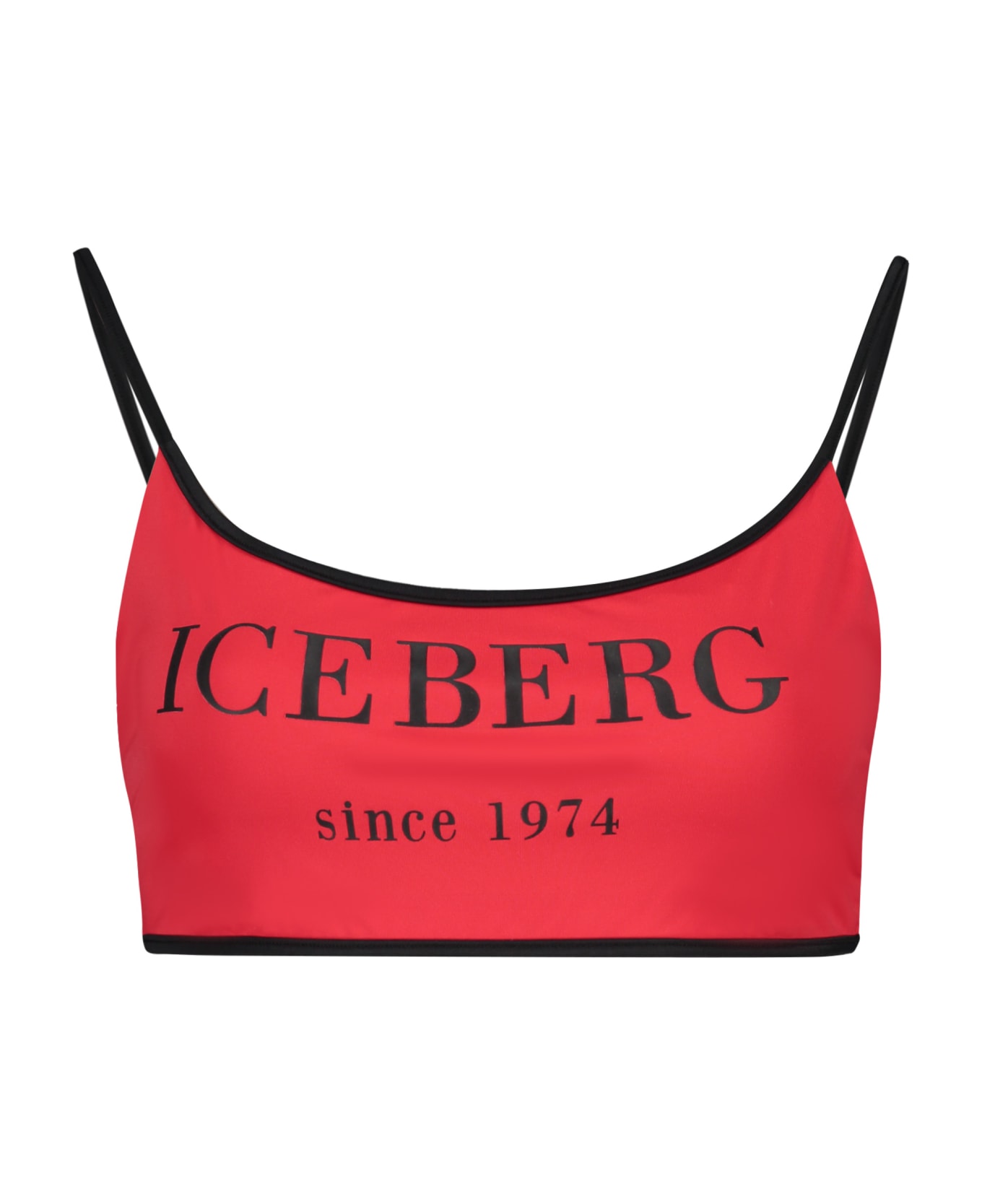 Iceberg Printed Bikini Top - red