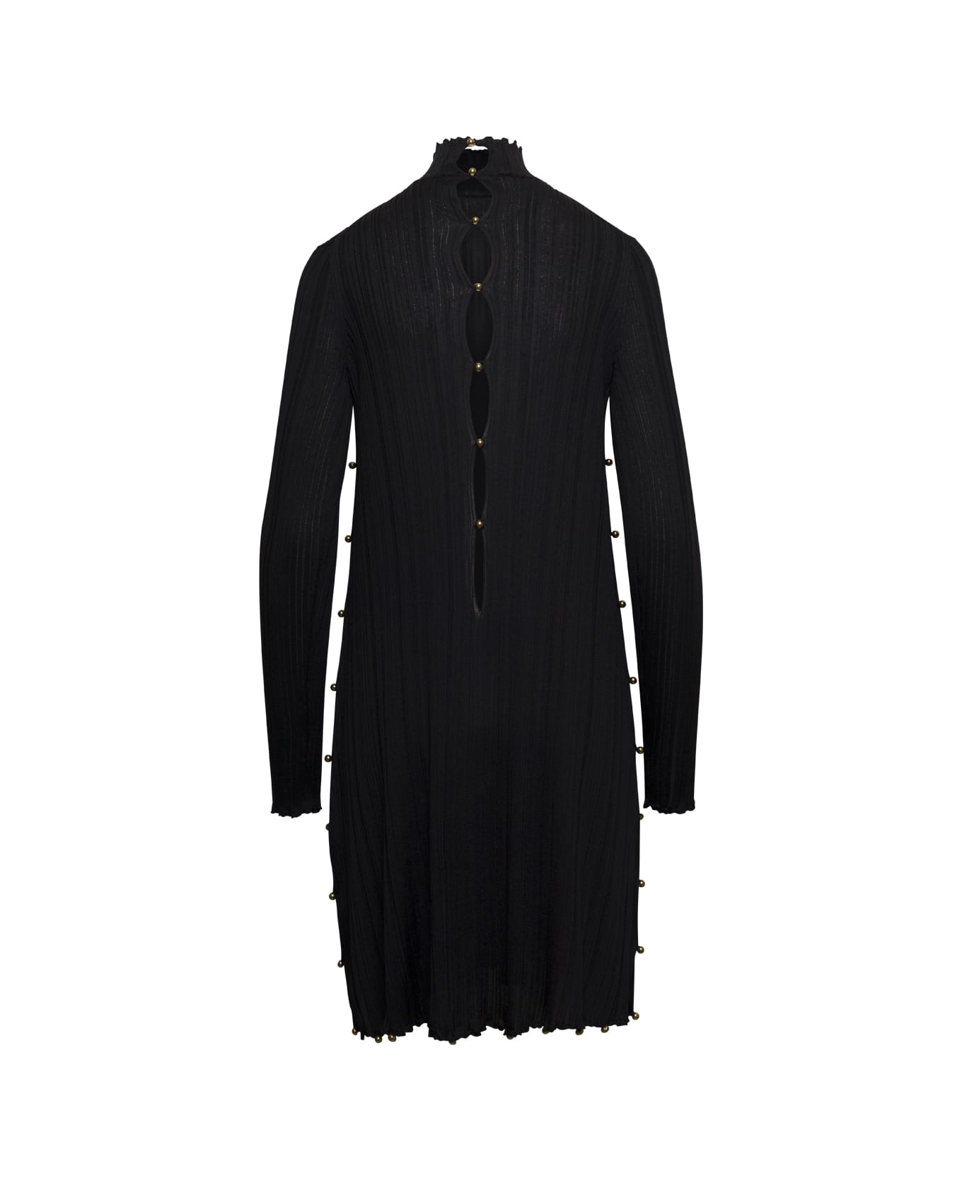 Bottega Veneta Knit Mini Dress Long Sleeves - Black
