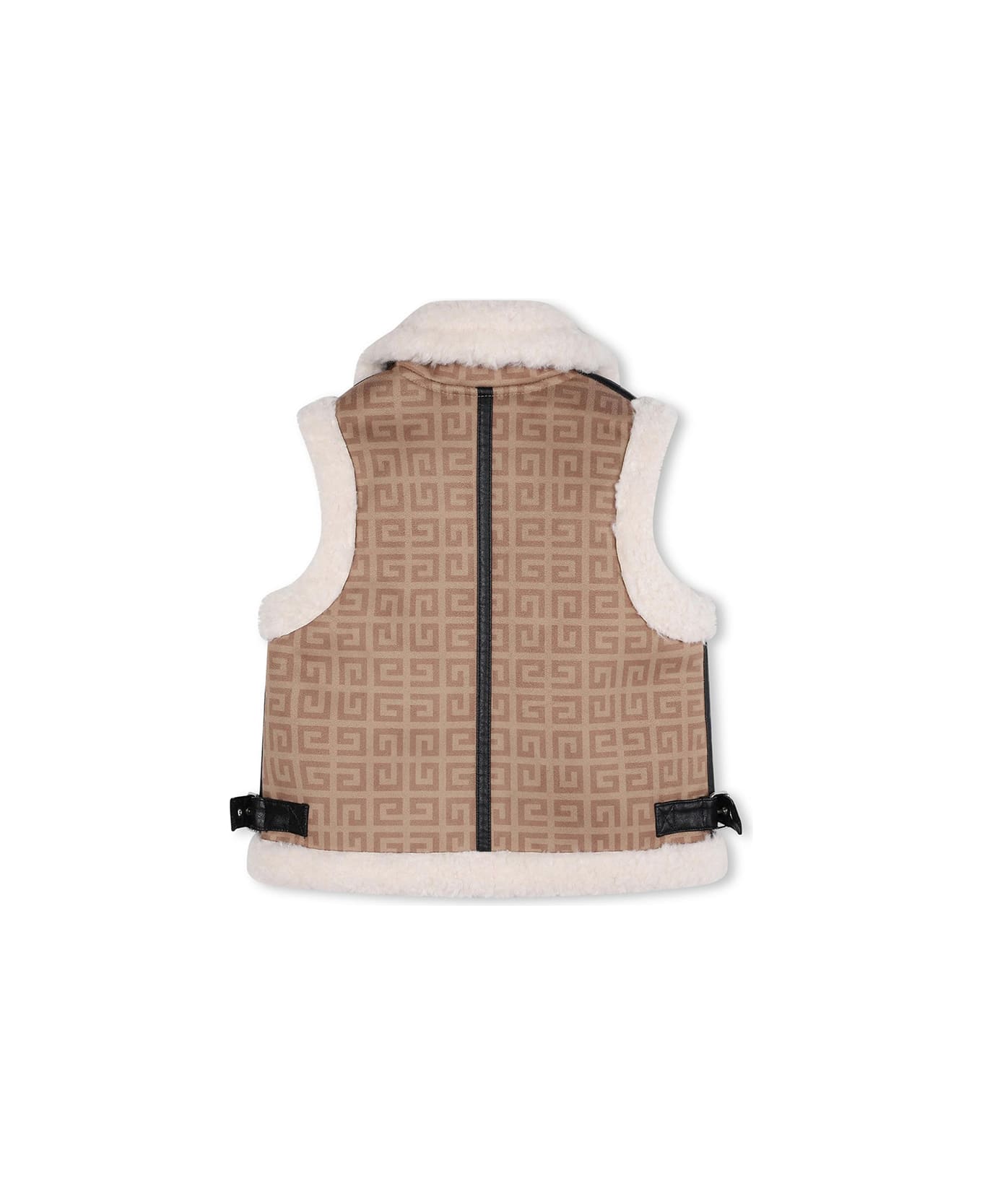 Givenchy Beige Gilet With 4g Print And Faux Shearling Profiles - Beige