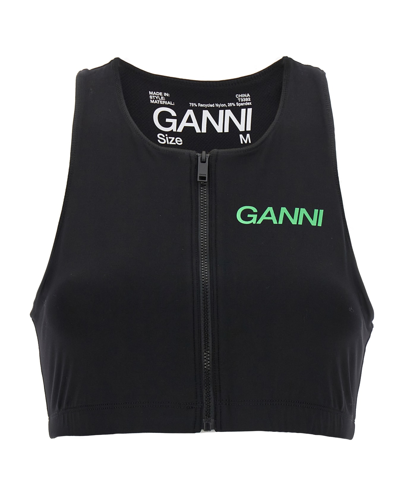 Ganni Logo Sports Top - Black  