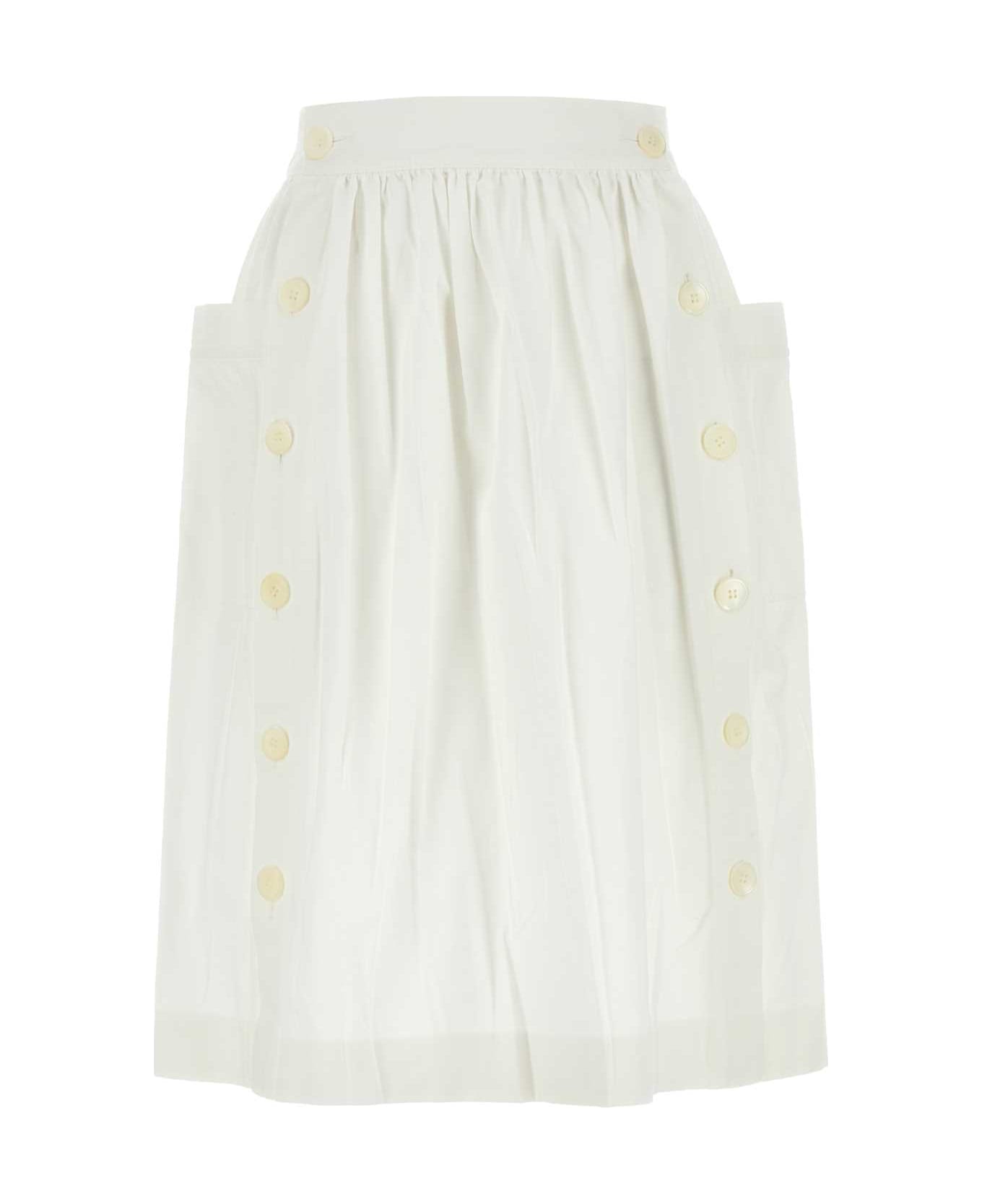 Prada White Gabardine Skirt - BIANCO