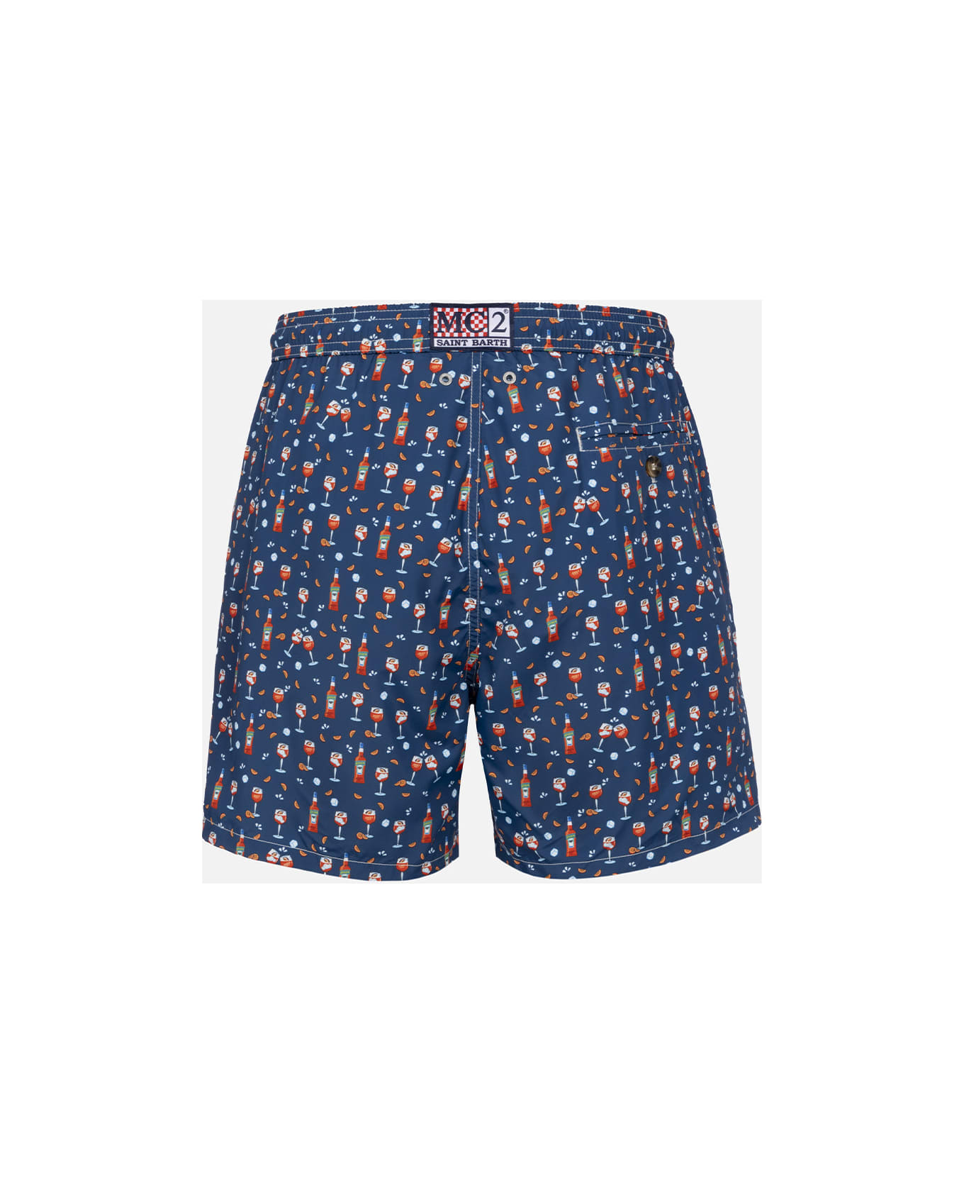 MC2 Saint Barth Man Lightweight Fabric Swim-shorts Lighting Micro Fantasy With Aperol Spritz Print | Aperol Special Edition - BLUE