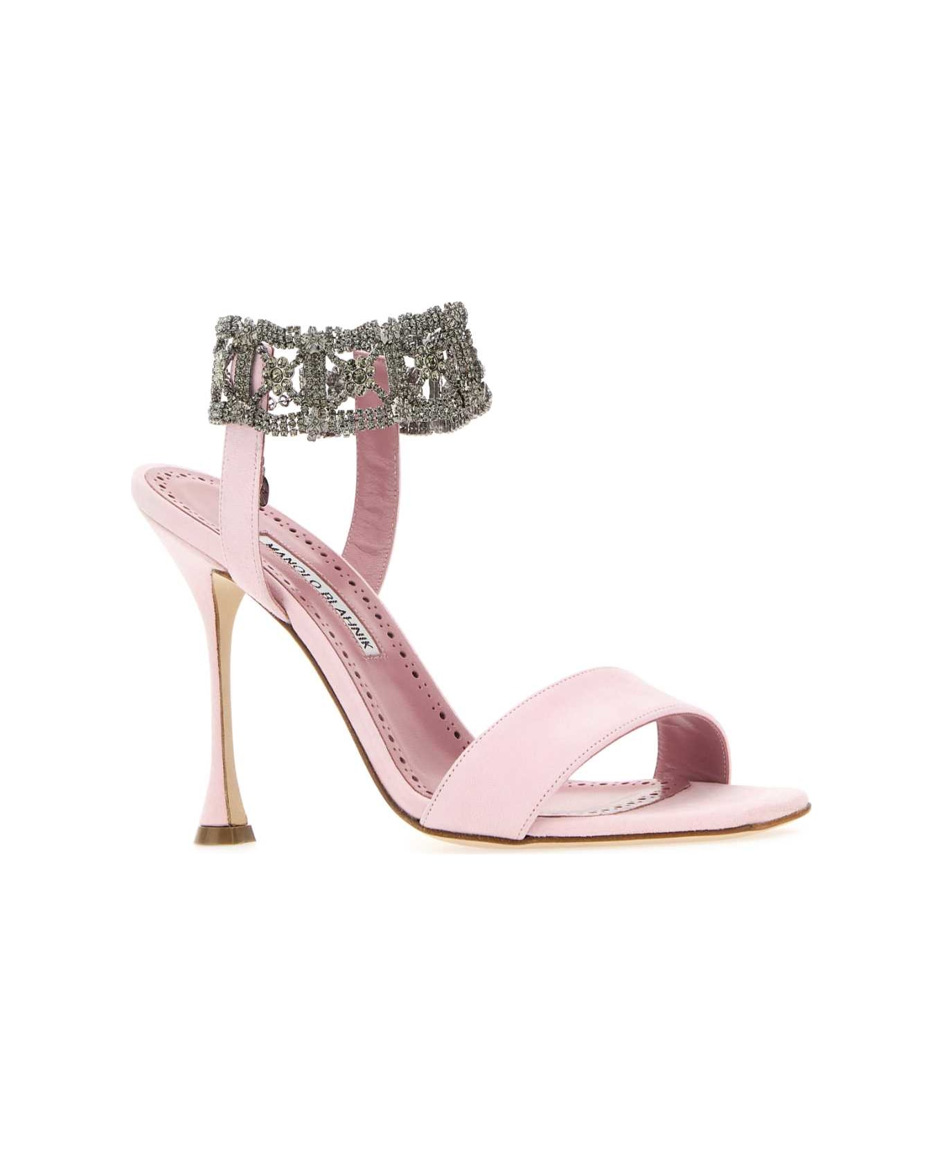 Manolo Blahnik Pastel Pink Suede Lierasan Sandals - LPNK