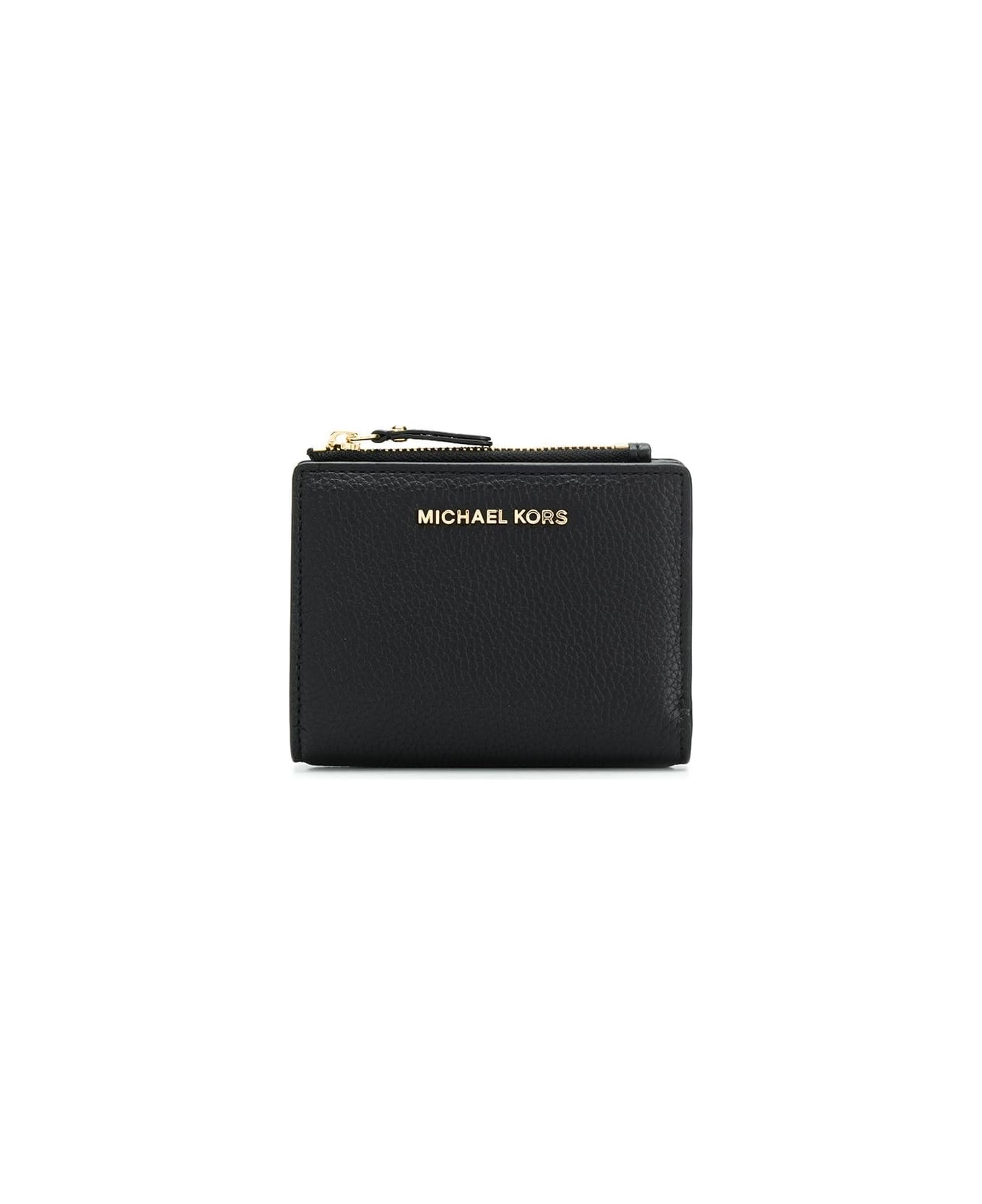 Michael Kors Wallet In Textured Leather With Logo - Black