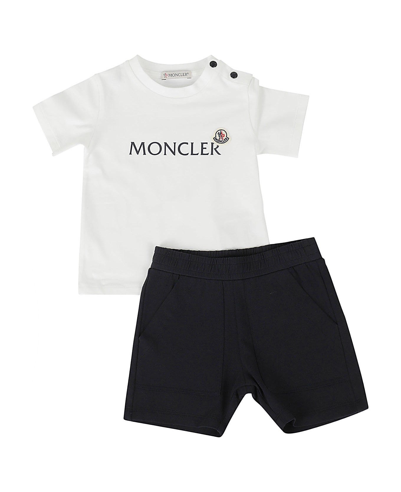 Moncler 2 Pz Tshirt E Shorts - Bianco