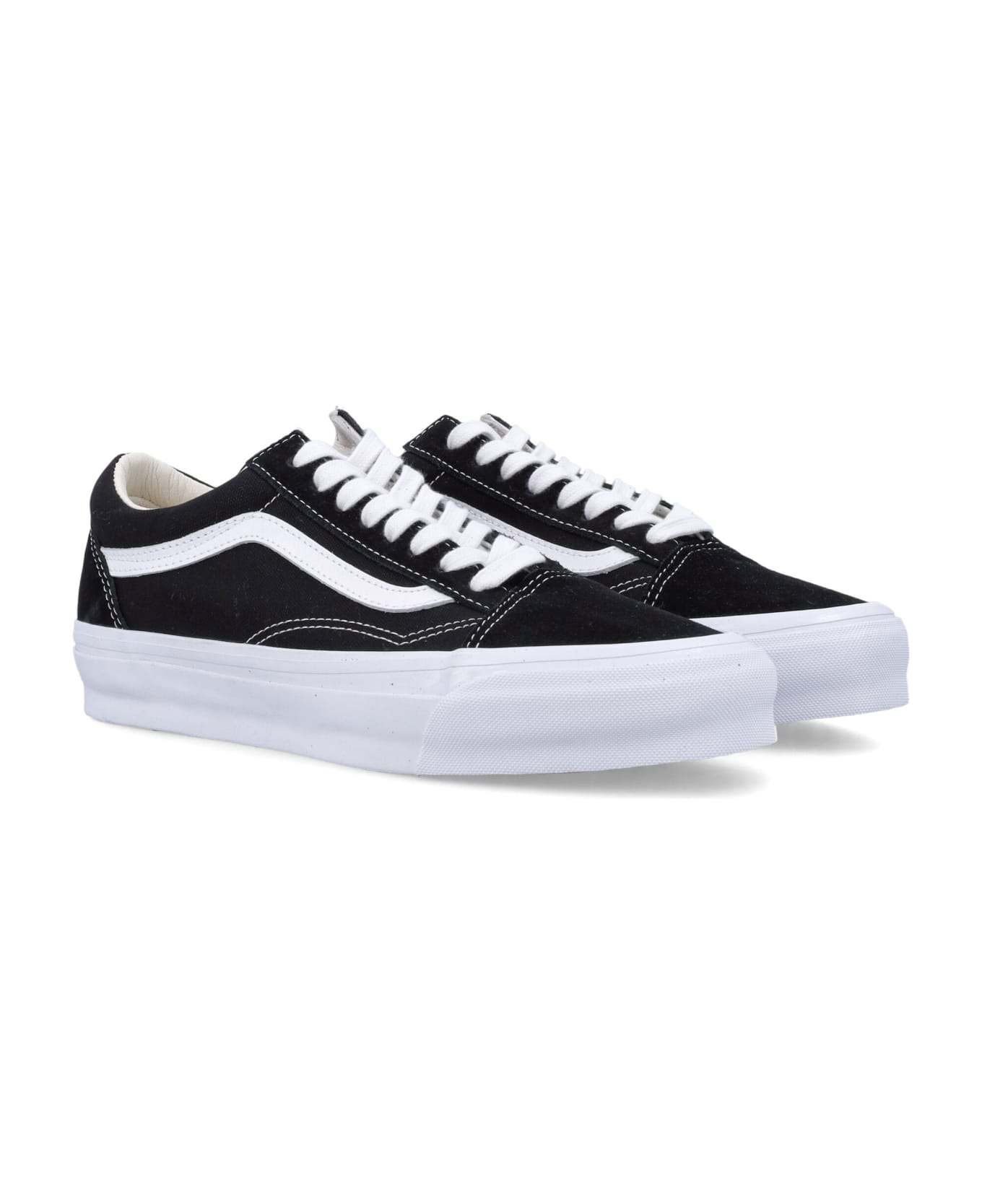 Vans Black Canvas Old Skool Shoes - BLACK WHITE