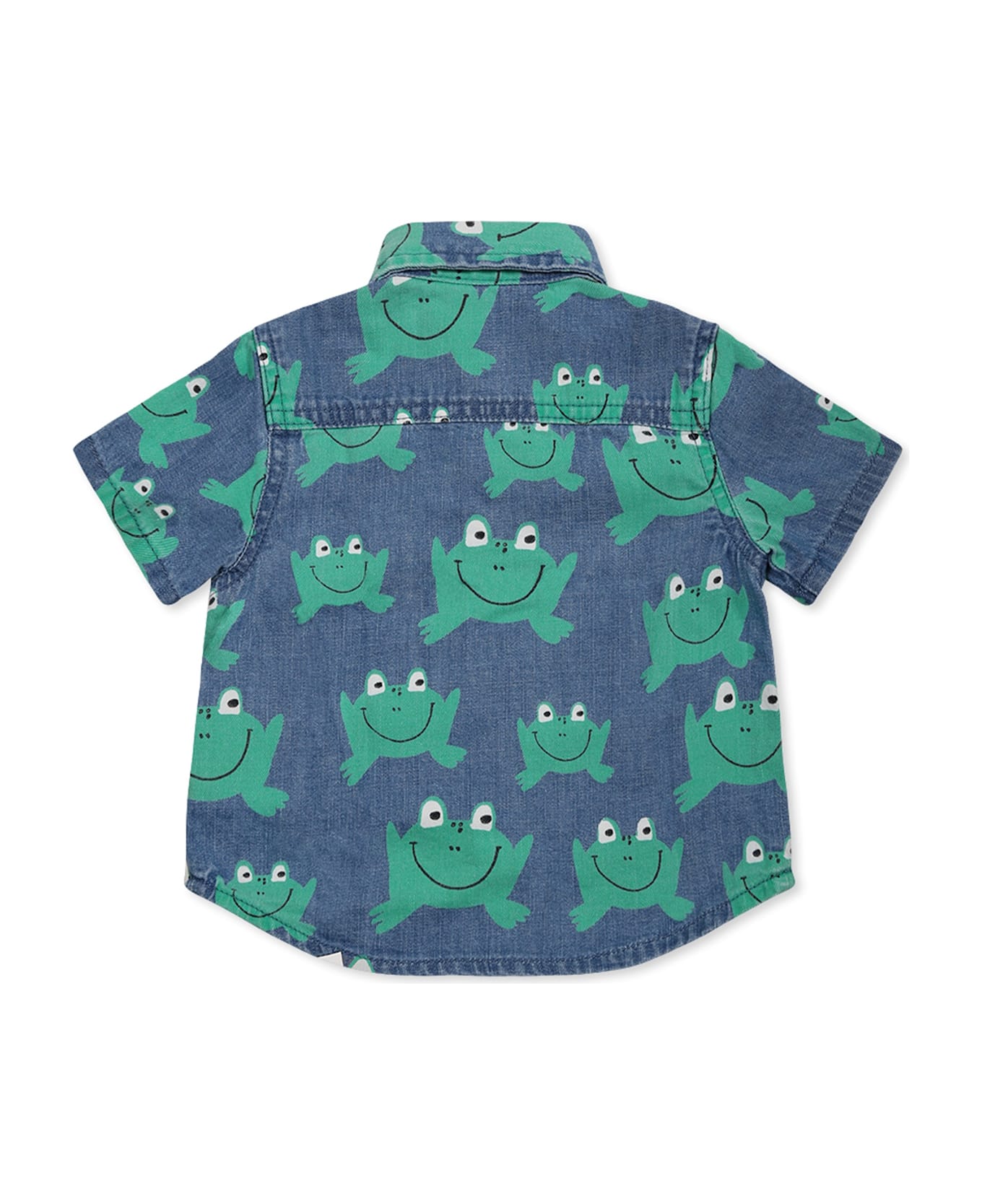Stella McCartney Kids Denim Shirt For Baby Boy With Frog - Denim
