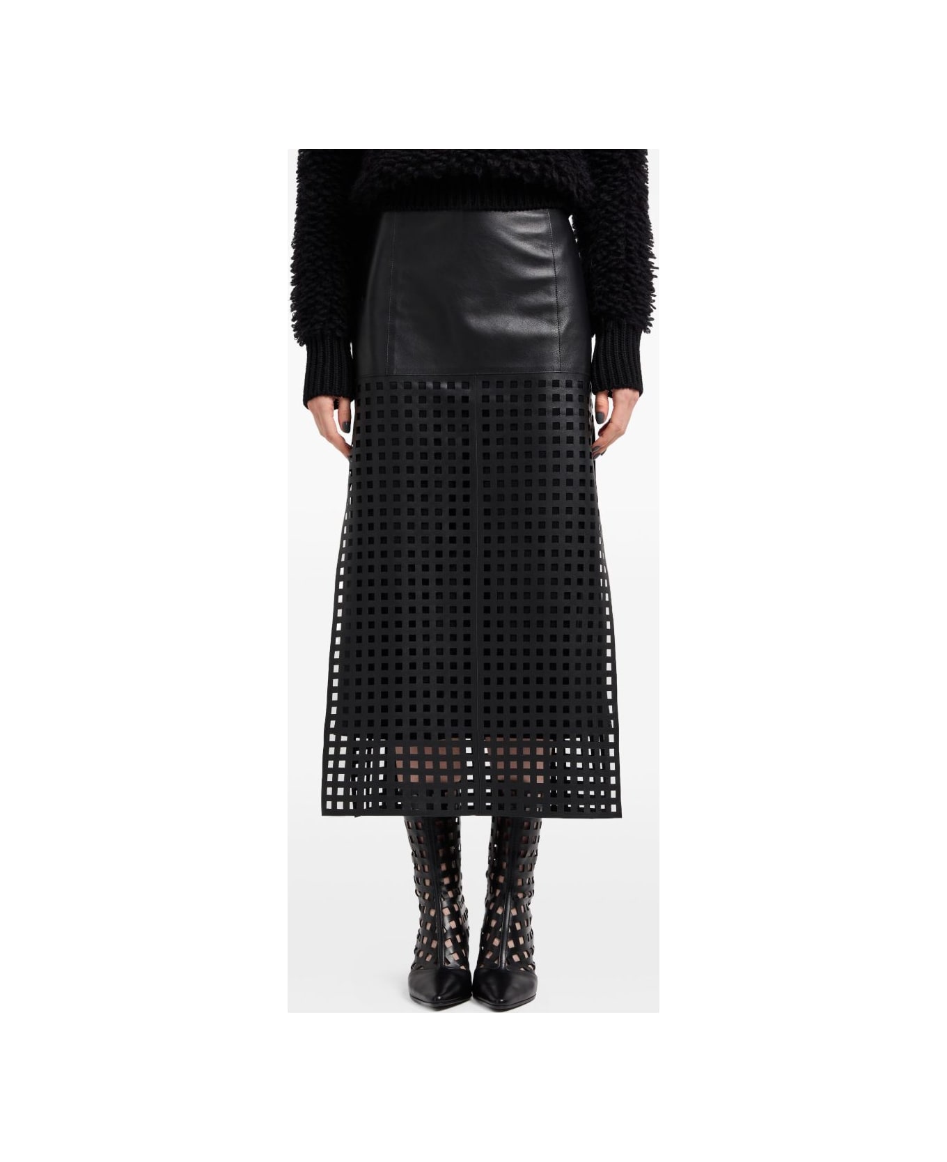 Emporio Armani Leather Skirt - Black