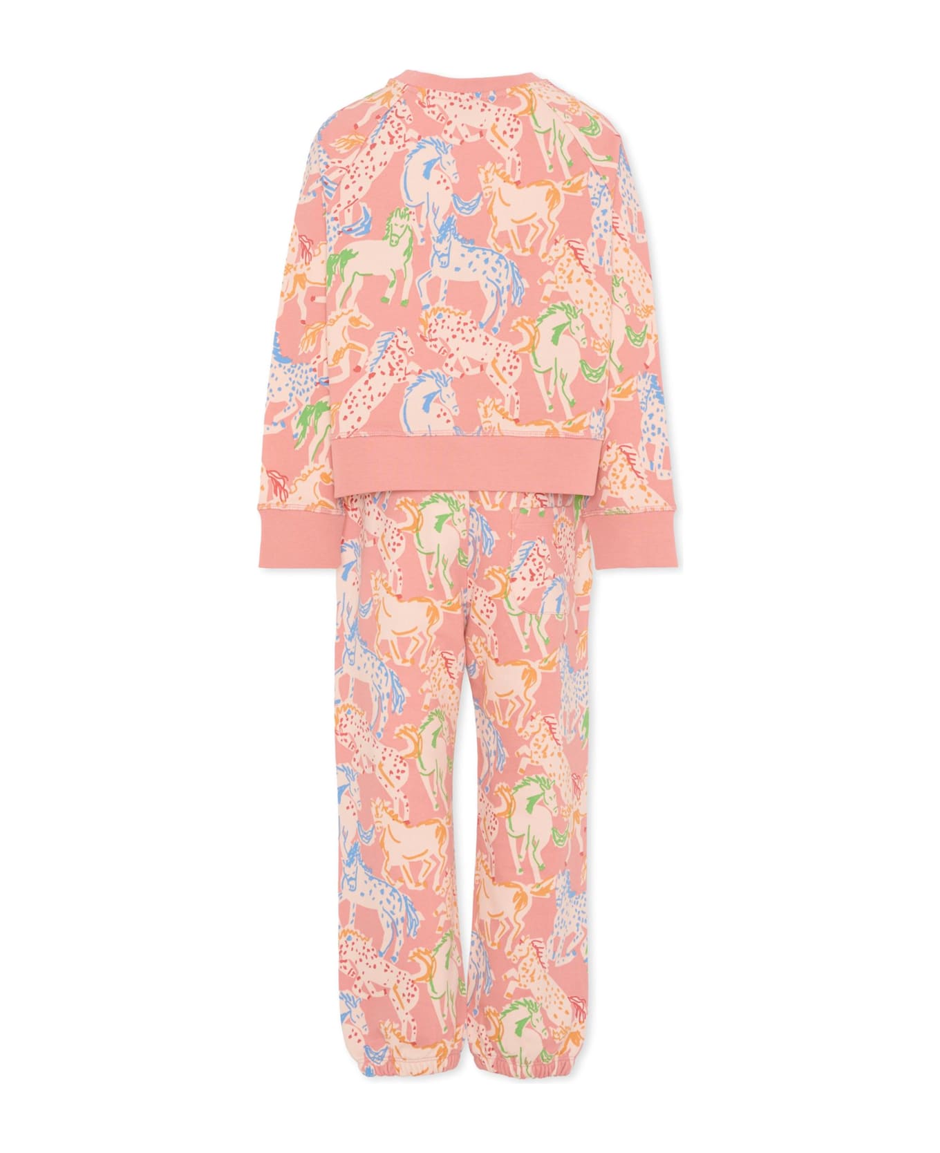 Stella McCartney Kids Pink Suit For Girl With Horse Print - Pink