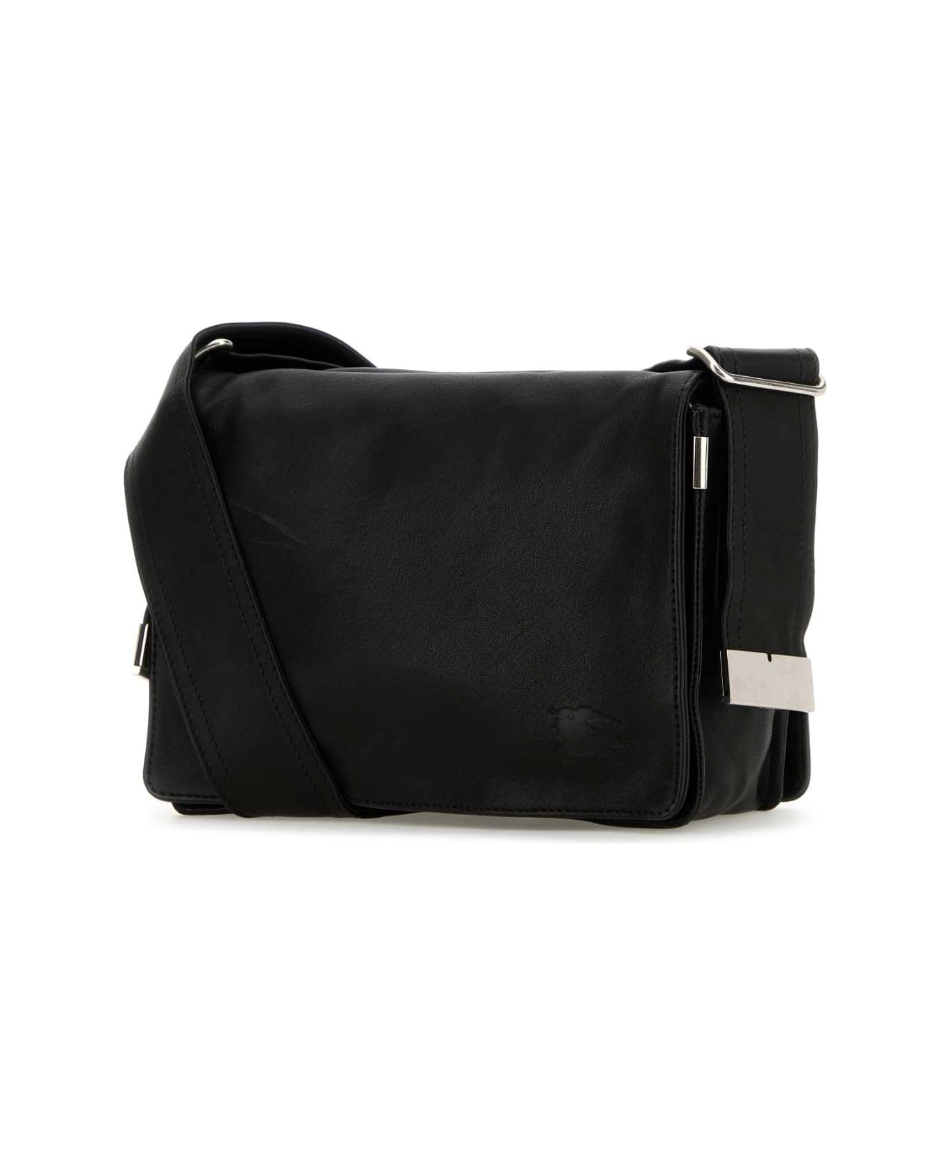Burberry Black Leather Trench Crossbody Bag - BLACK