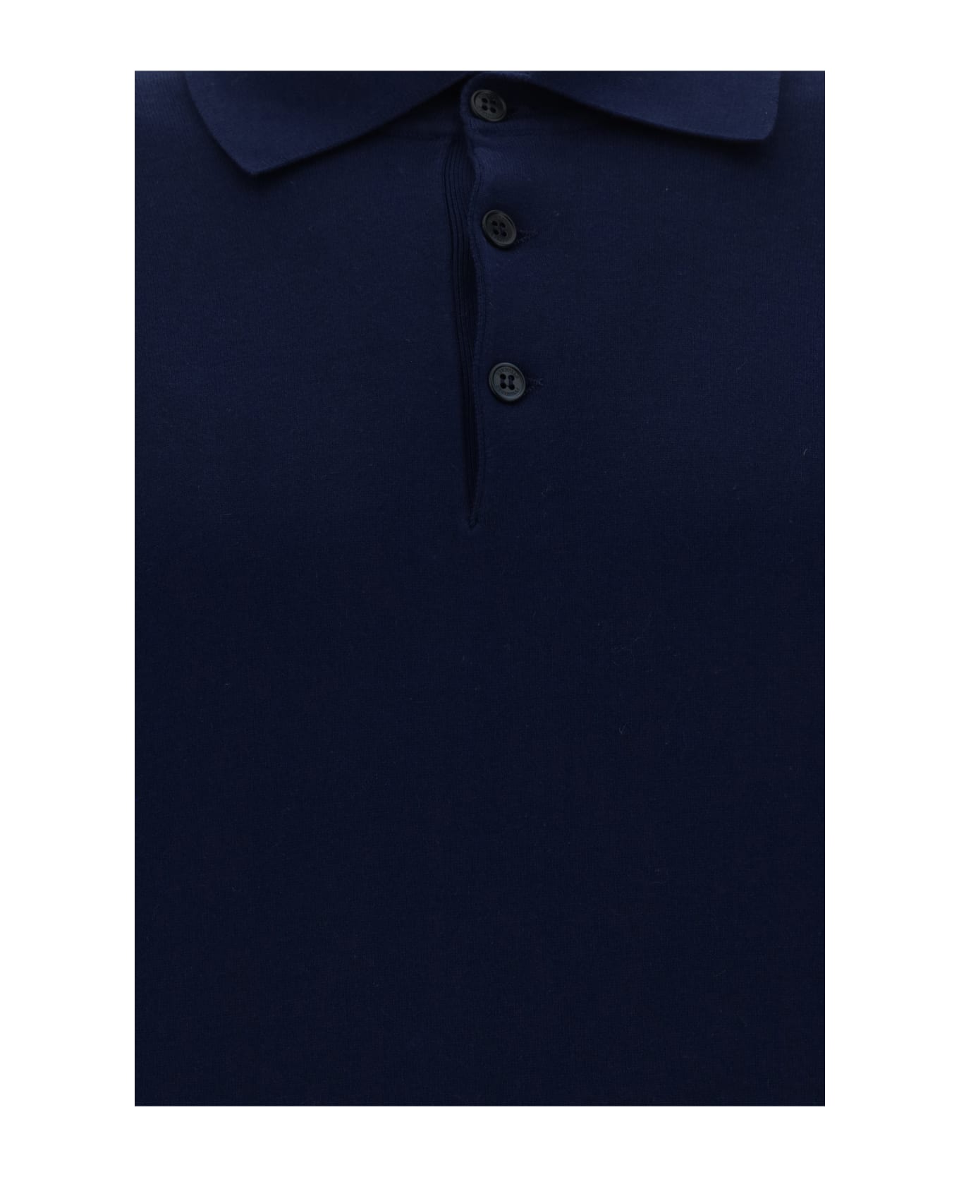 Brunello Cucinelli Knitted Polo Shirt - Blu Prussia+grigio Scuro