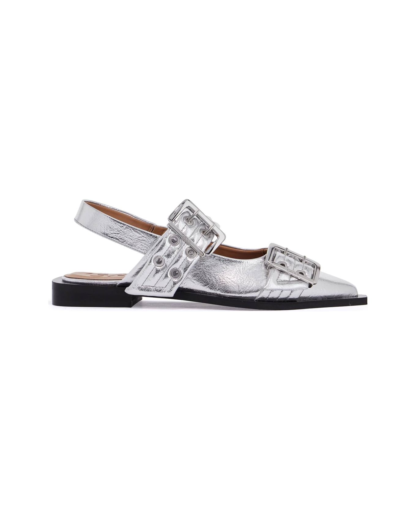 Ganni Slingback Ballet Flats - SILVER