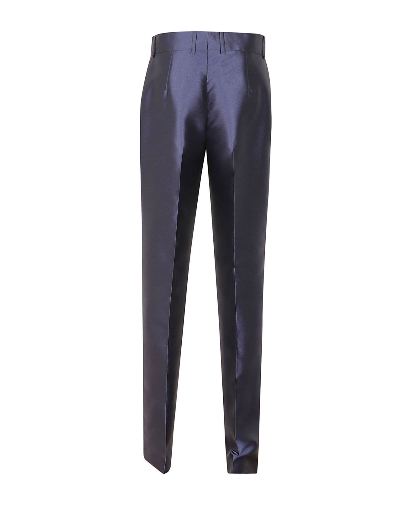 Alberta Ferretti Mikado Mid-rise Satin Tailored Trousers - Blue ボトムス