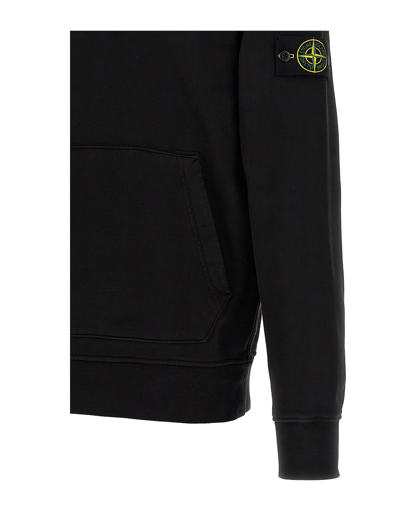 Stone Island Logo Patch Hoodie - Black  