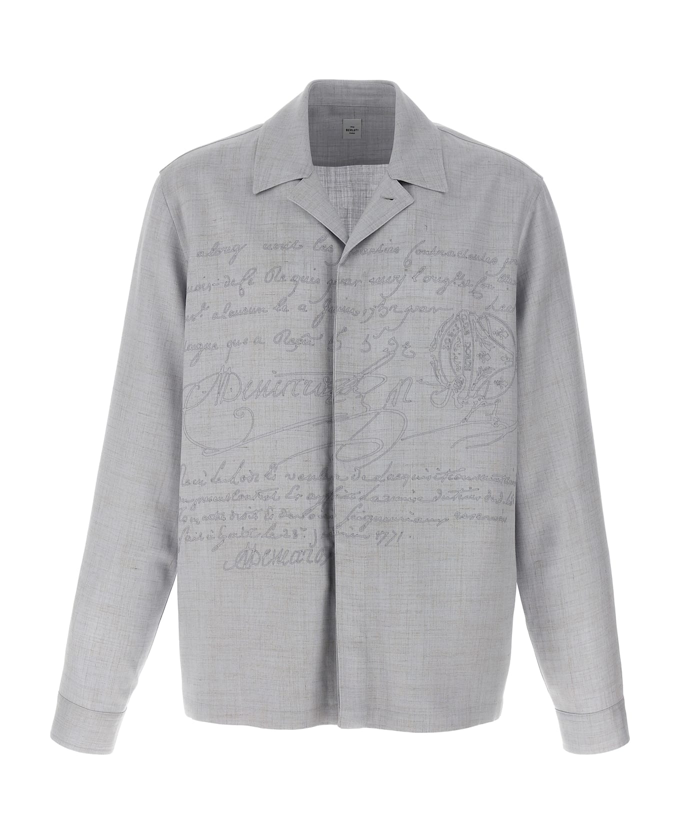 Berluti 
embroidered Scritto
 Overshirt - Gray