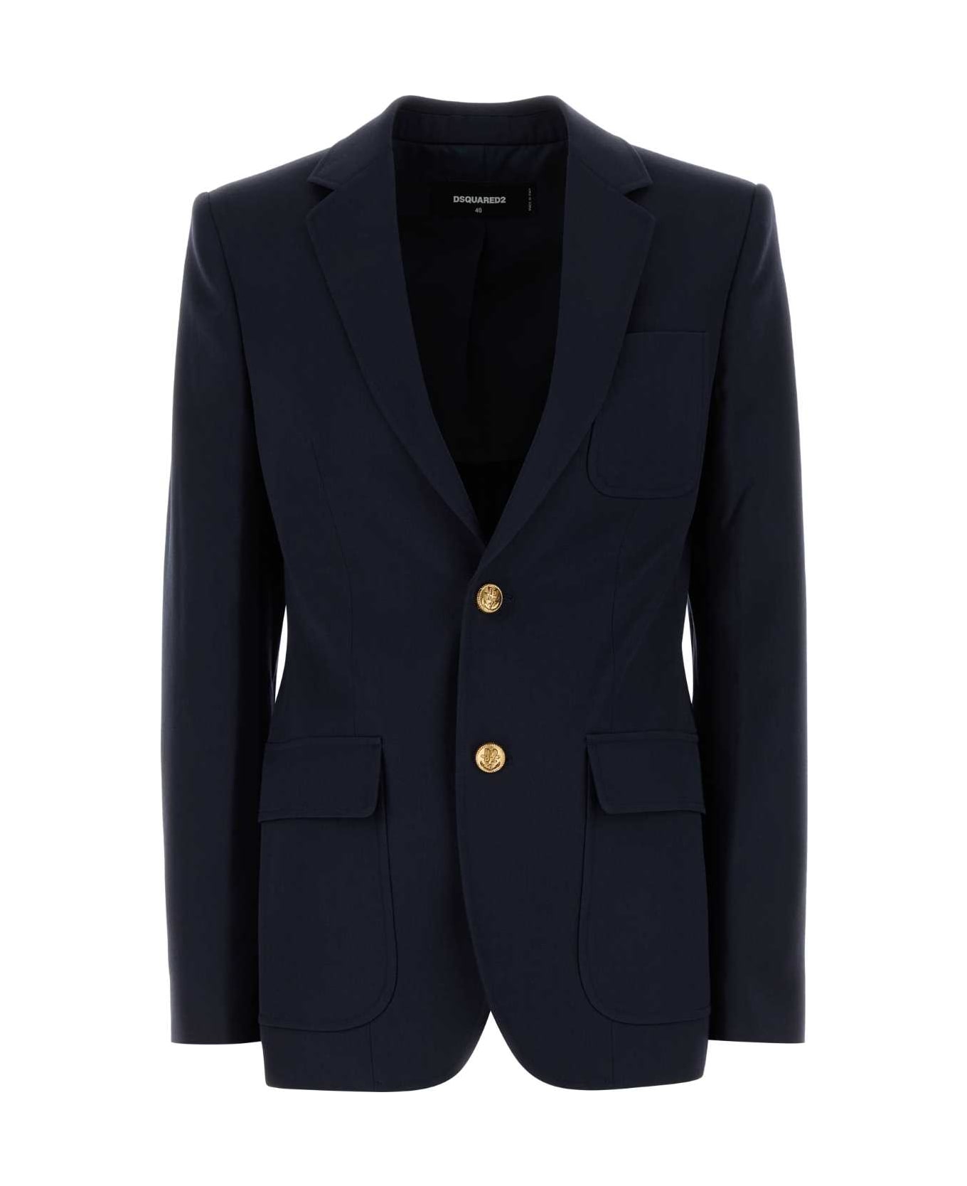 Dsquared2 Navy Blue Wool Blazer - DEEPBLUE
