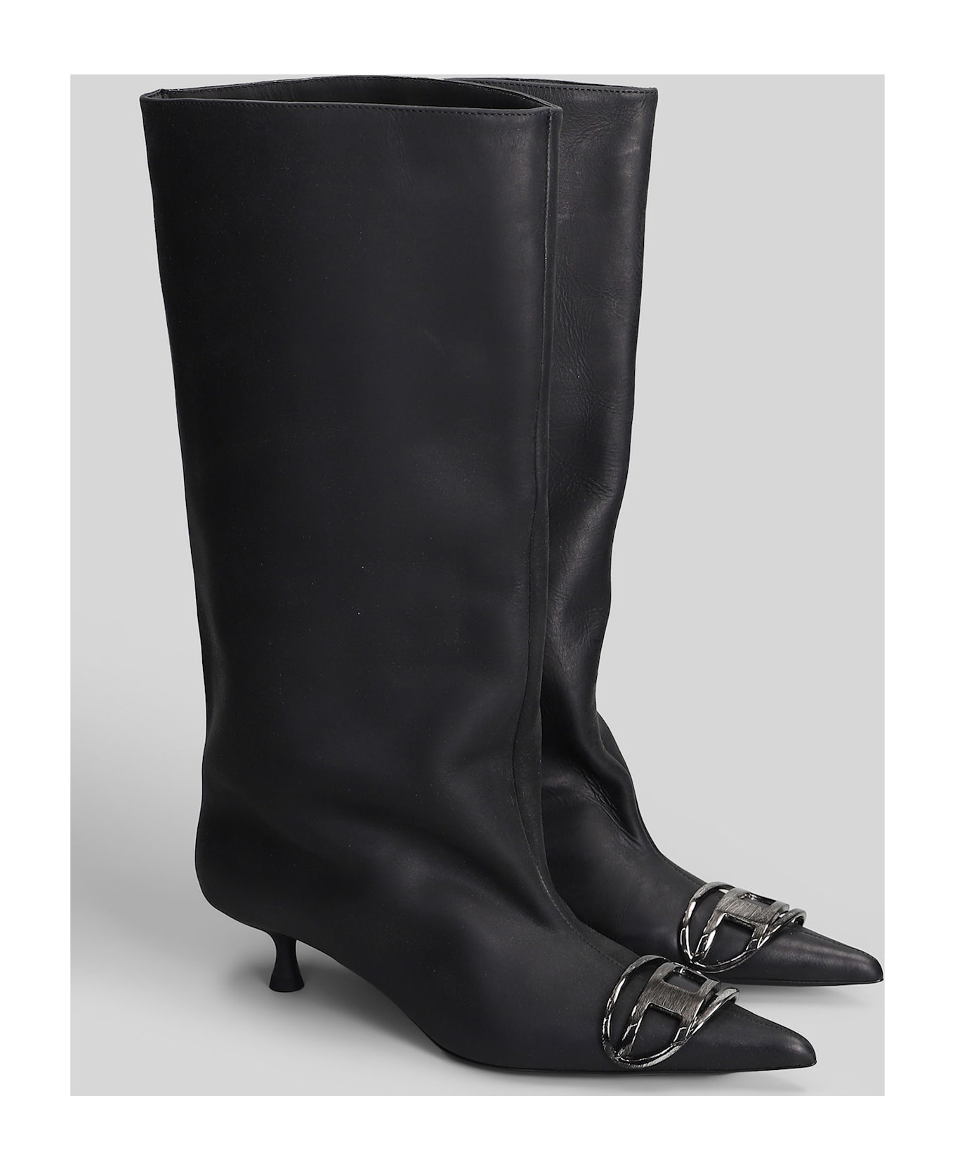 Diesel Venus 40 Tube High Heels Boots In Black Leather - black