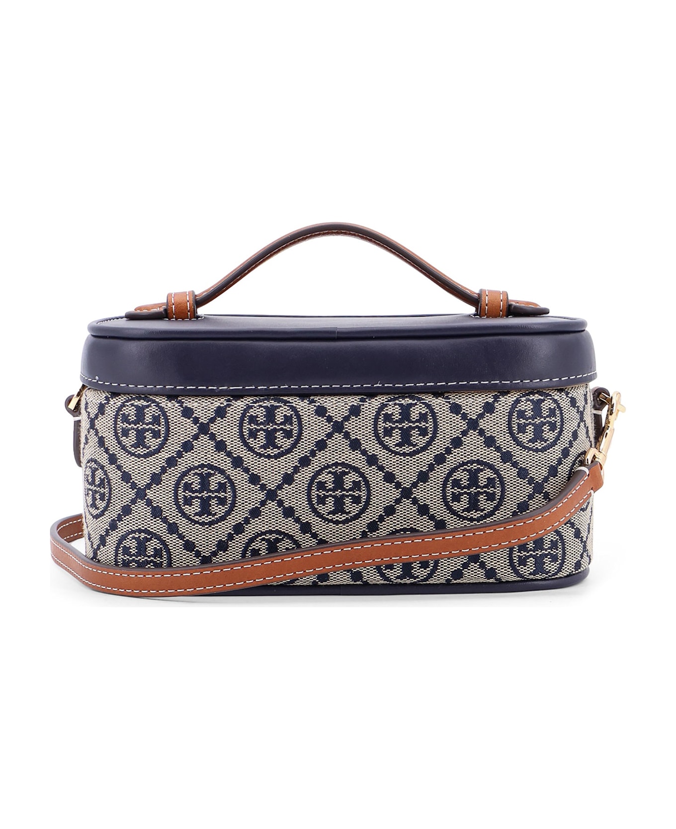 Tory Burch Leather And T Monogram Fabric Beauty Case - Tory navy