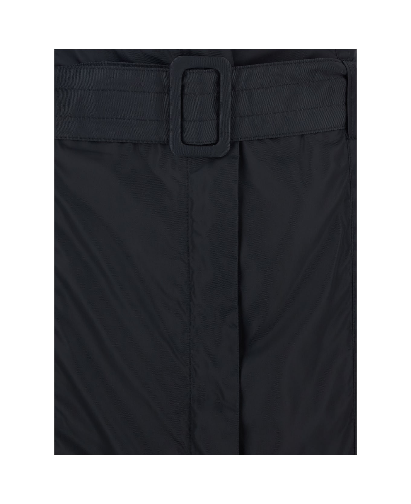 Pinko Black Pencil Skirt With Adjustable Belt With Buckle And Geometric Stitching In Tech Fabric Woman - Black
