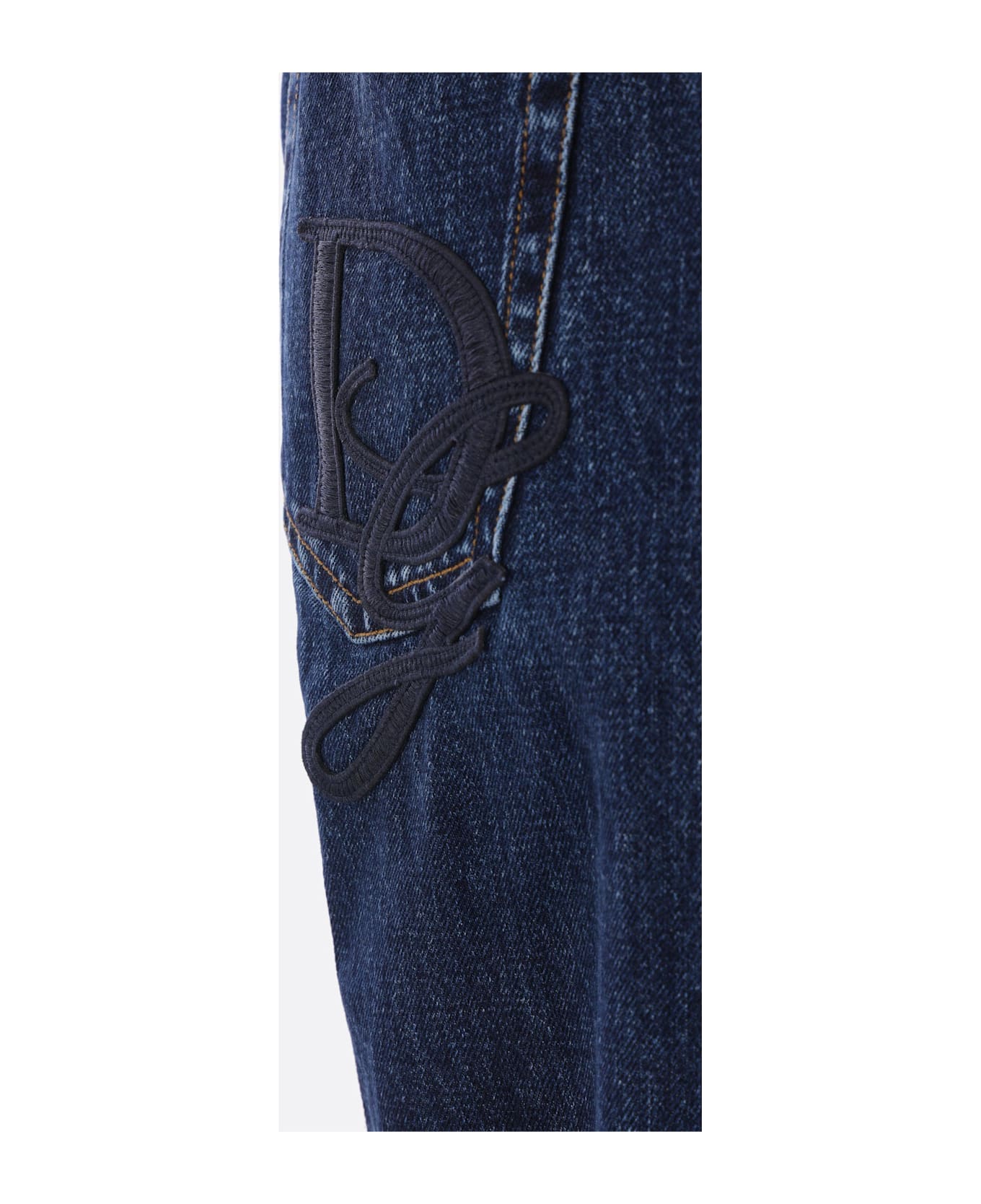 Dolce 
Gabbana Dg Embroidered Denim Oversize Jeans - BLUE