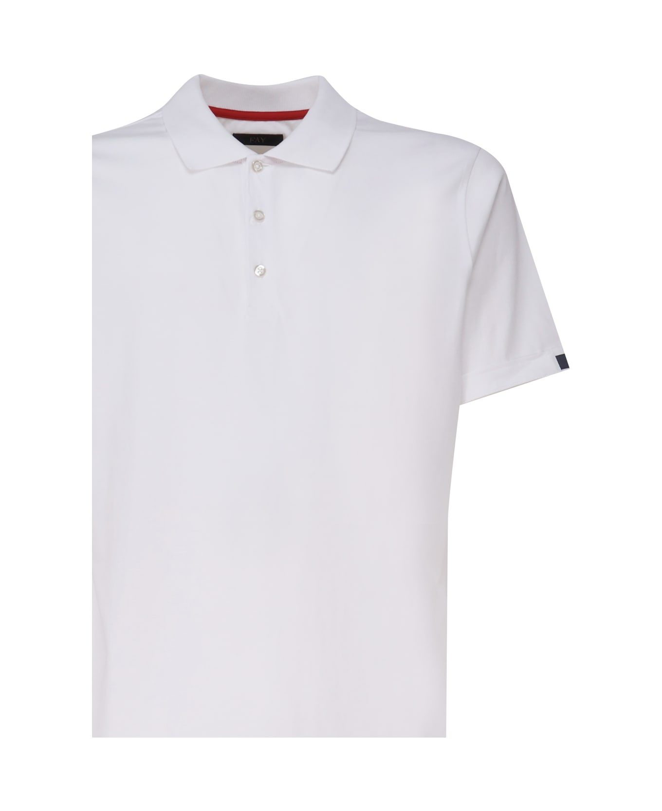 Fay Short-sleeved Polo Shirt In Cotton Jersey - White ポロシャツ