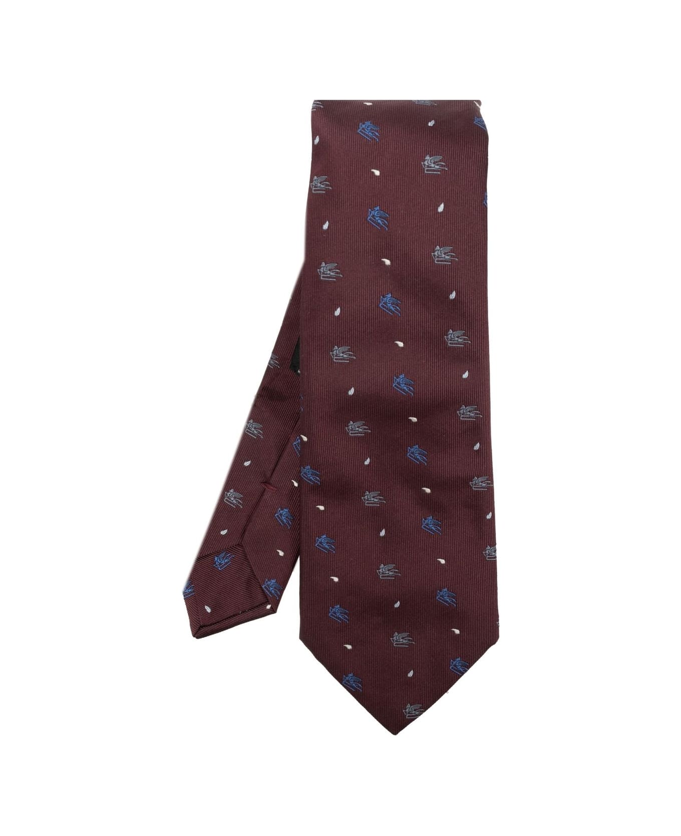 Etro Logo Embroidered Pointed-tip Tie - MULTICOLOUR