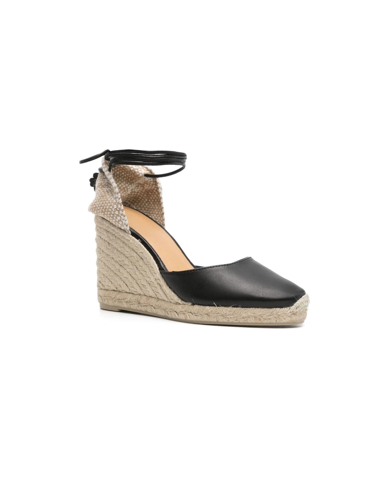 Castañer Carina Leather Espadrilles - Black