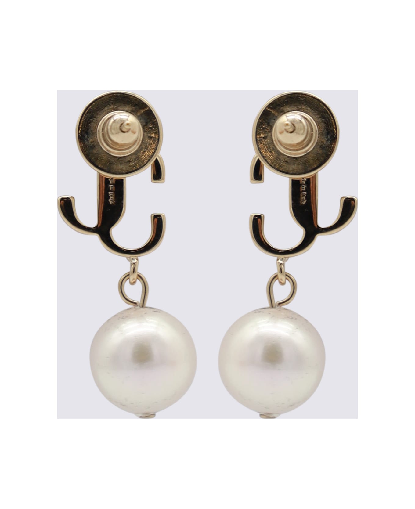 Jimmy Choo Gold Tone Brass Earrings - GOLD/WHITE