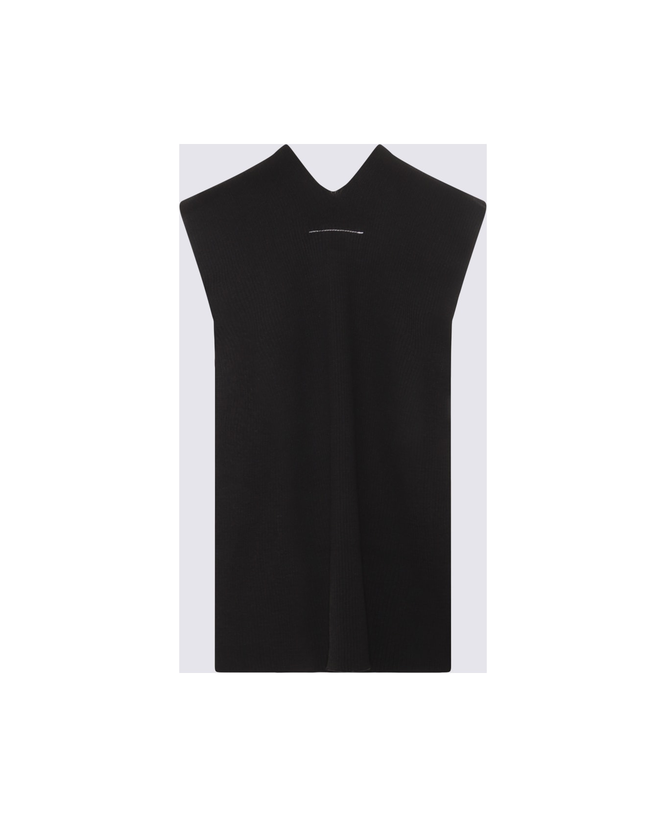 MM6 Maison Margiela Black Cotton And Wool Blend Knitted Vest - Black ニットウェア