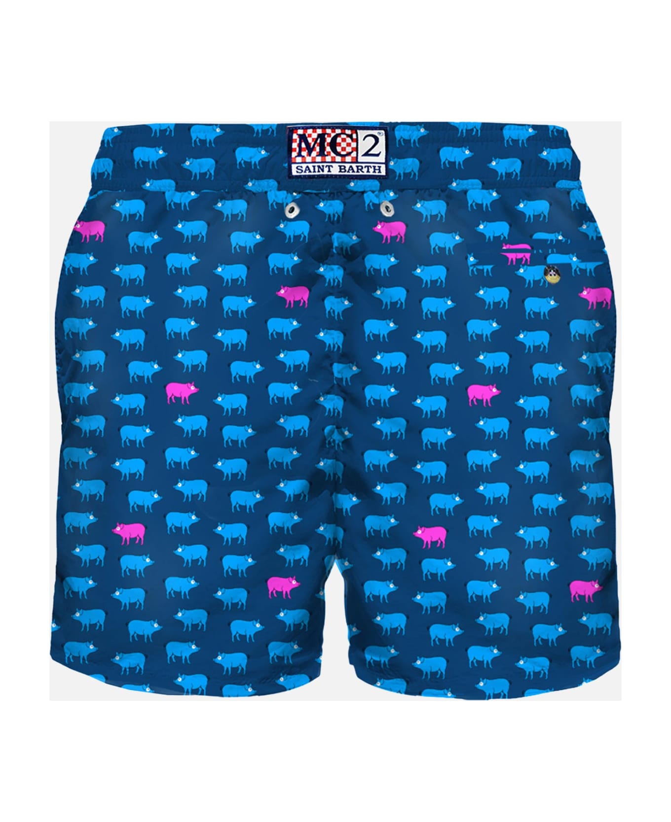 MC2 Saint Barth Man Light Fabric Swim Shorts With Pigs Print