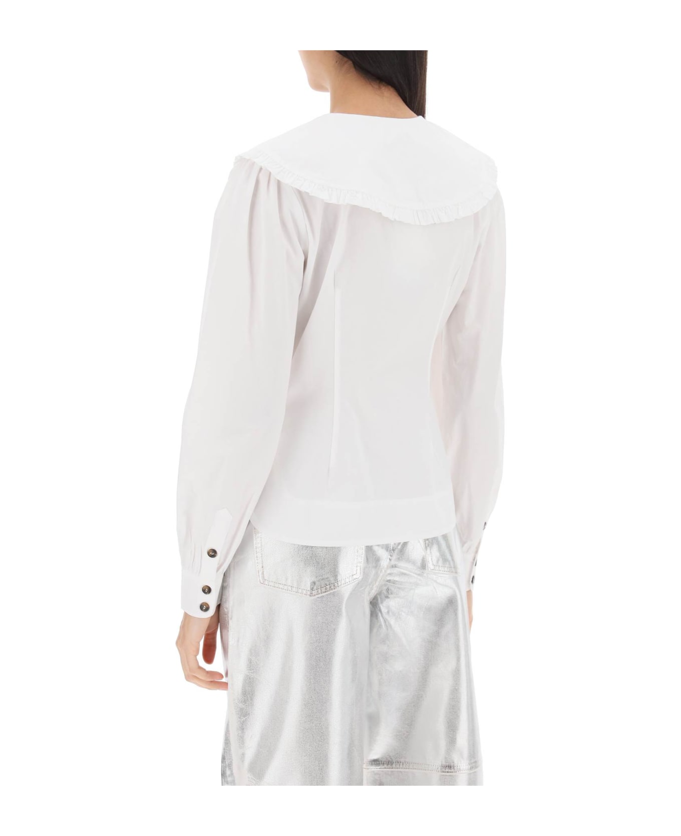 Ganni Maxi Collar Shirt - BRIGHT WHITE (White) ブラウス