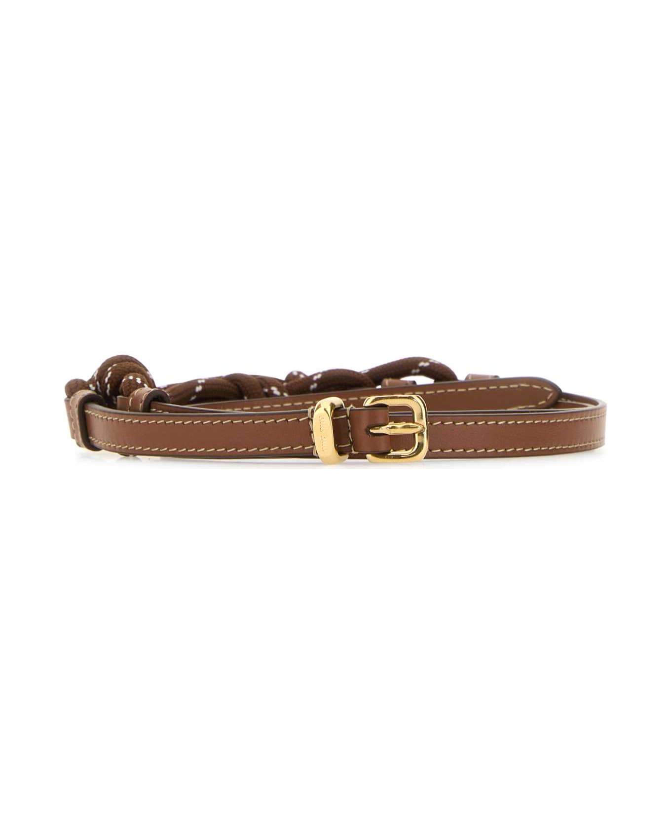 Miu Miu Brown Leather Belt - COGNACTABACCO