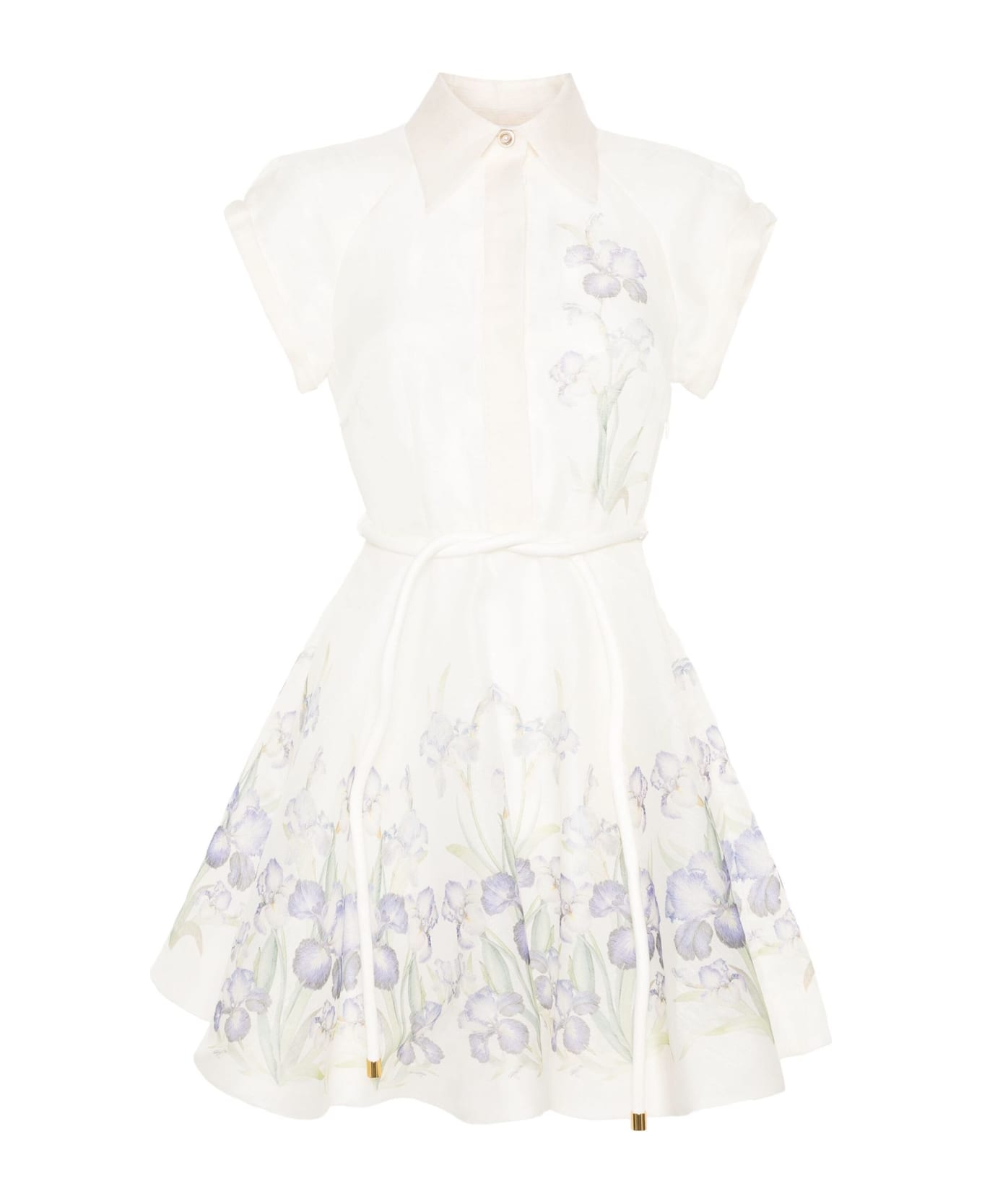 Zimmermann Natura Flip Dress In Blue Iris - White