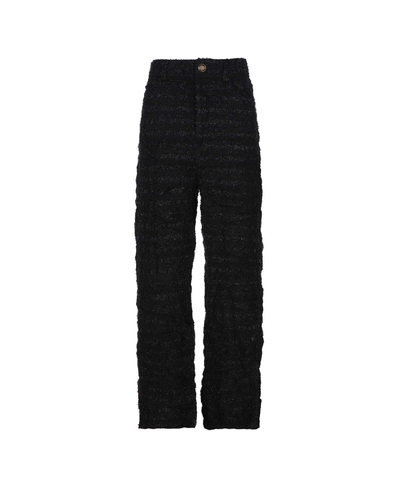 Balenciaga Tweed Metallic Thread Trousers - Black