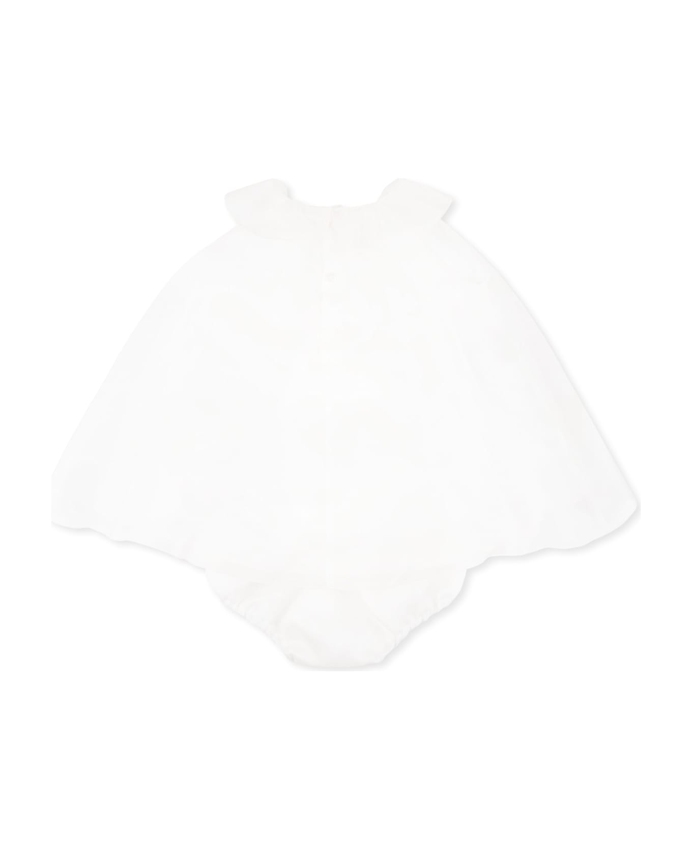 La stupenderia Ivory Dress For Baby Girl With Flowers - Ivory