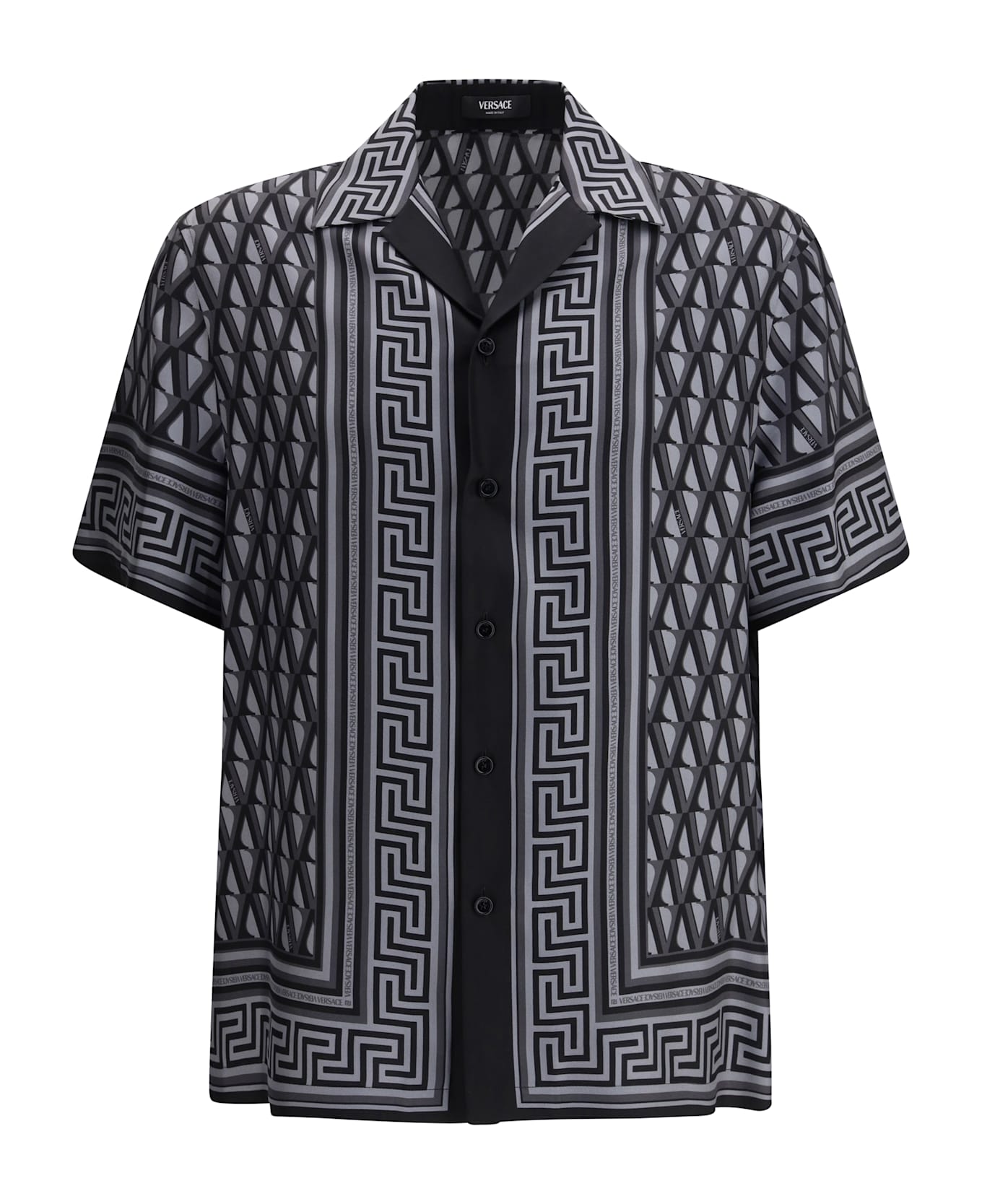 Versace Silk Shirt With V Greca Print