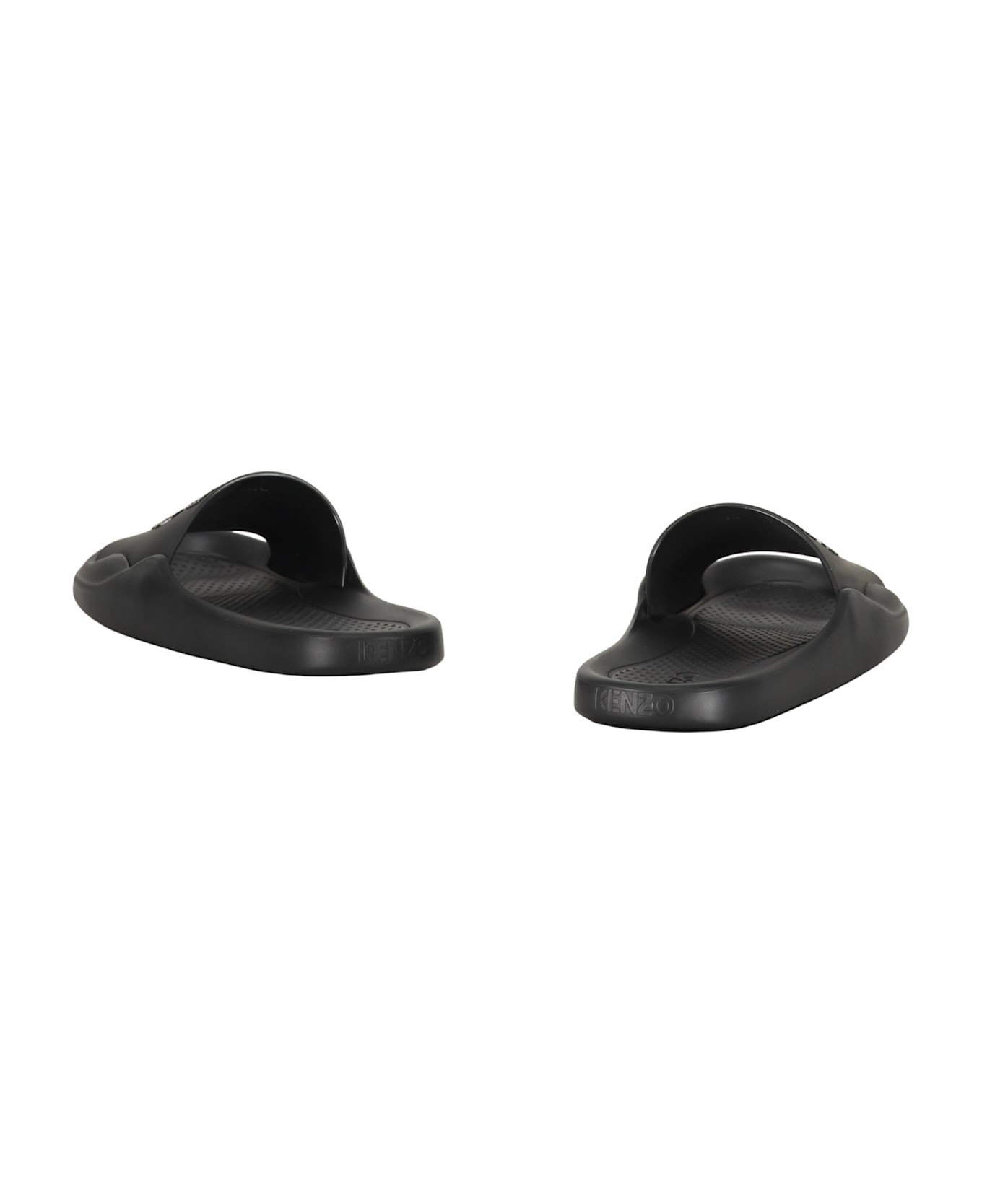 Kenzo Logo Detail Rubber Slides - black
