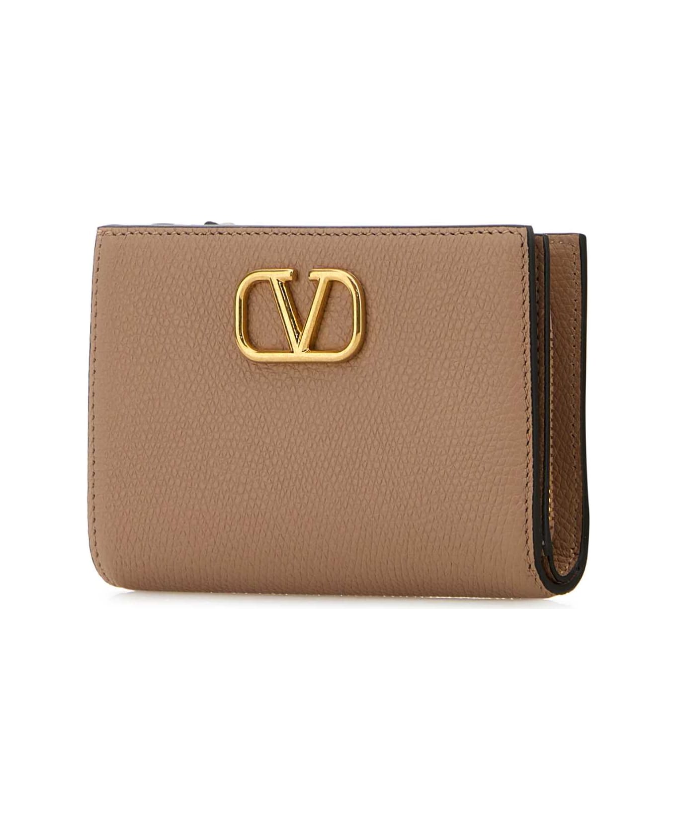 Valentino Garavani Powder Pink Leather Vlogo Wallet