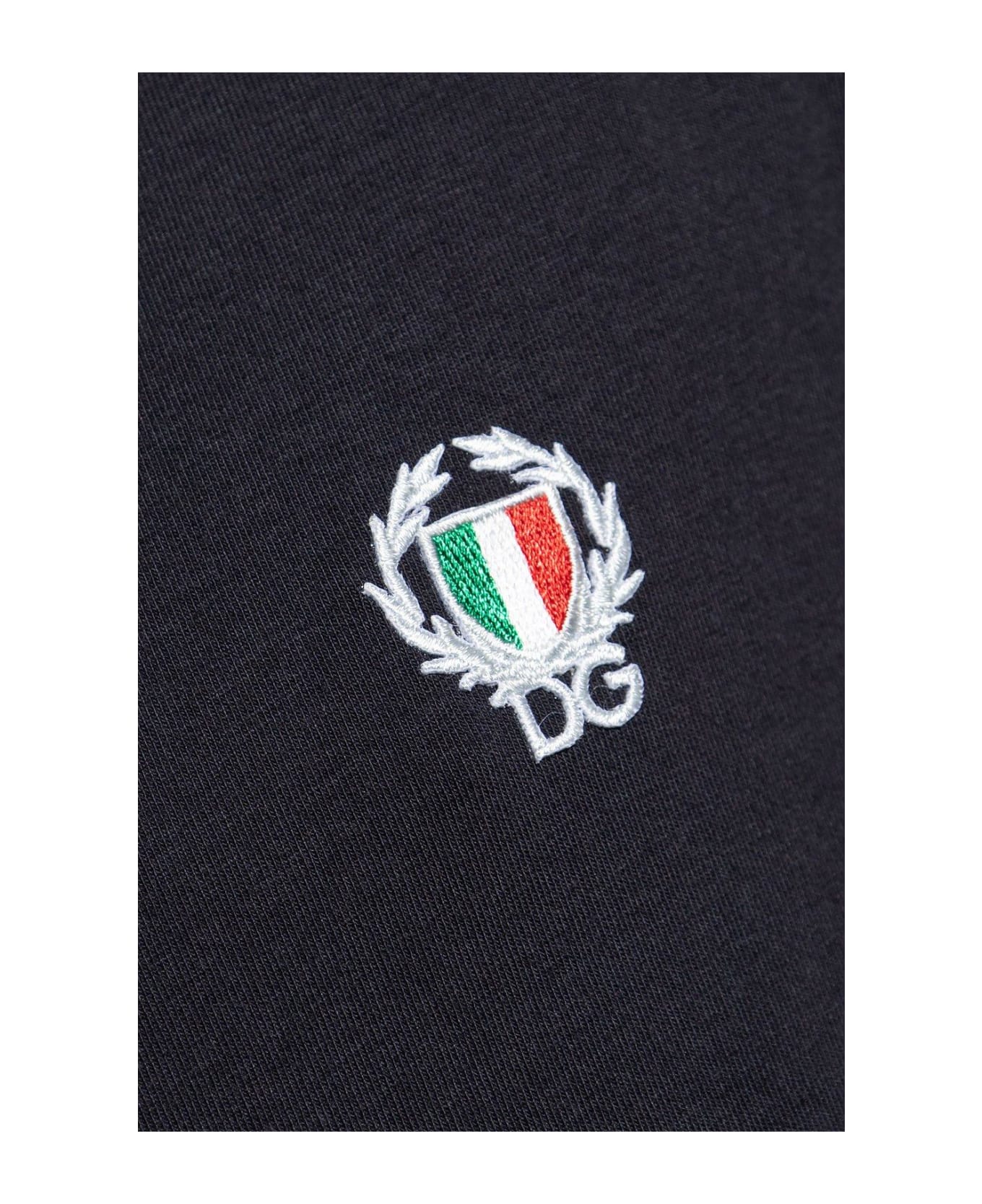 Dolce & Gabbana Logo Embroidered T-shirt - Blu