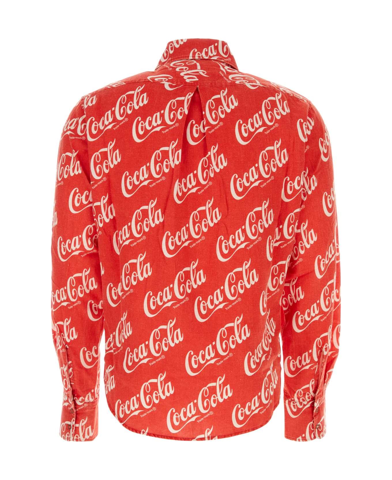 ERL Printed Cotton And Linen Erl X Cocacola Shirt - REDCOCACOLA シャツ