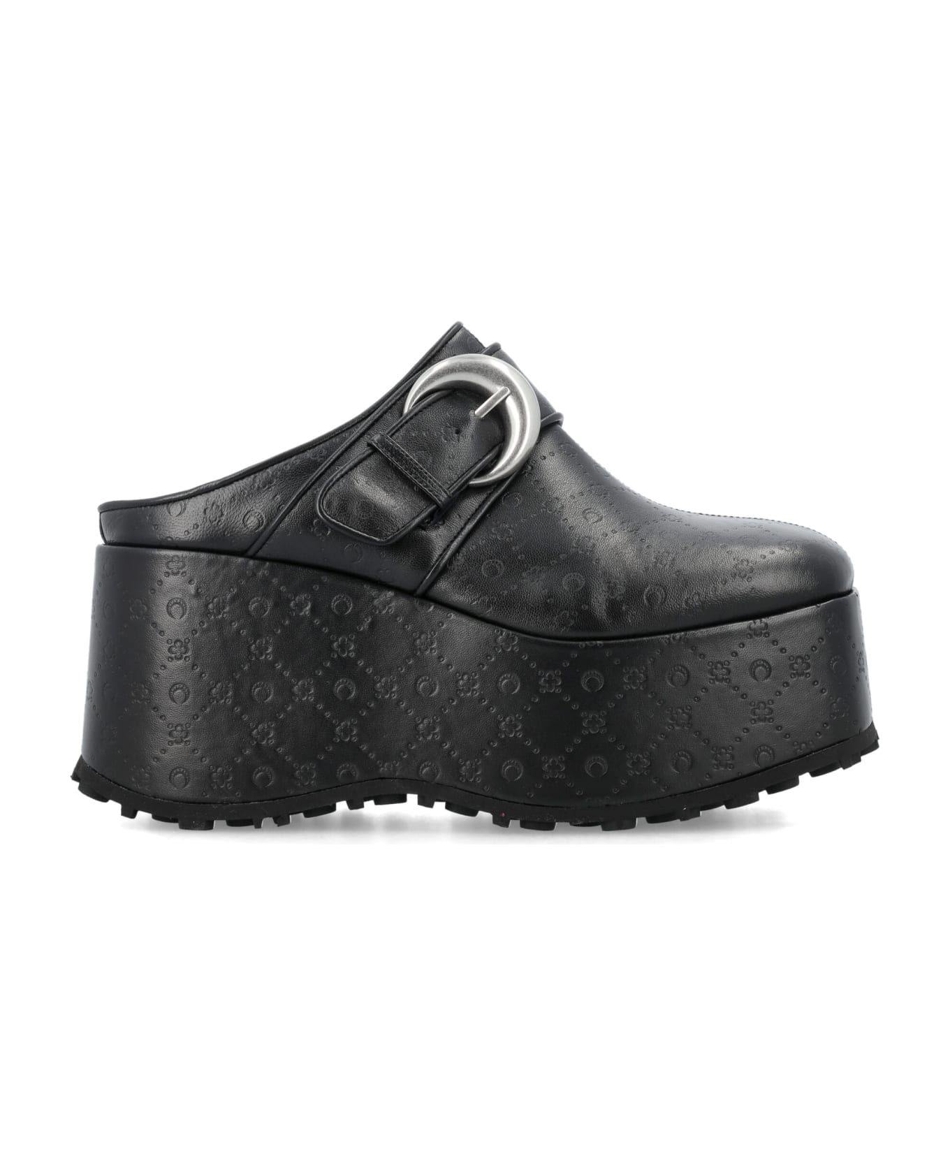 Marine Serre Monogram Leather Clogs - BLACK