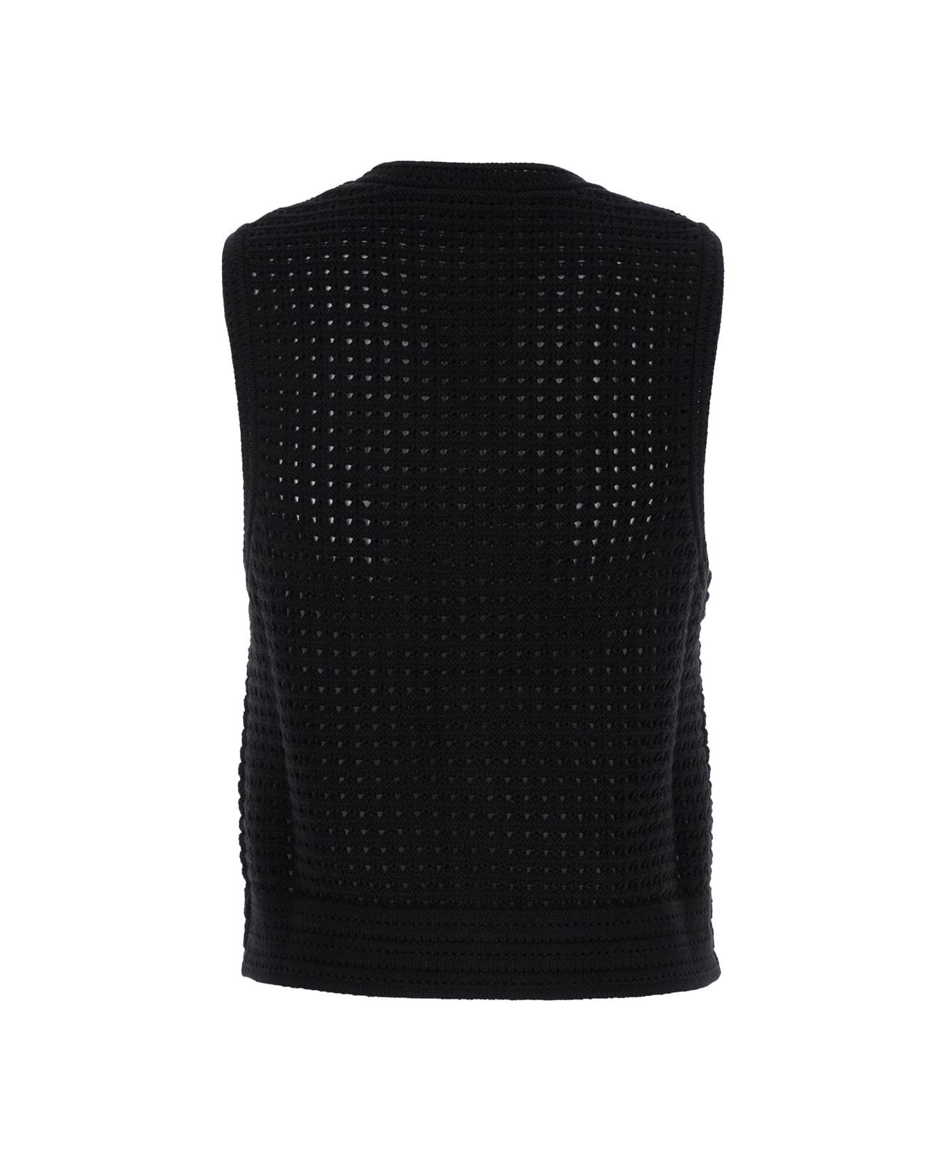 Dunst Black Knit Vest With Buttons In Cotton Woman - Black