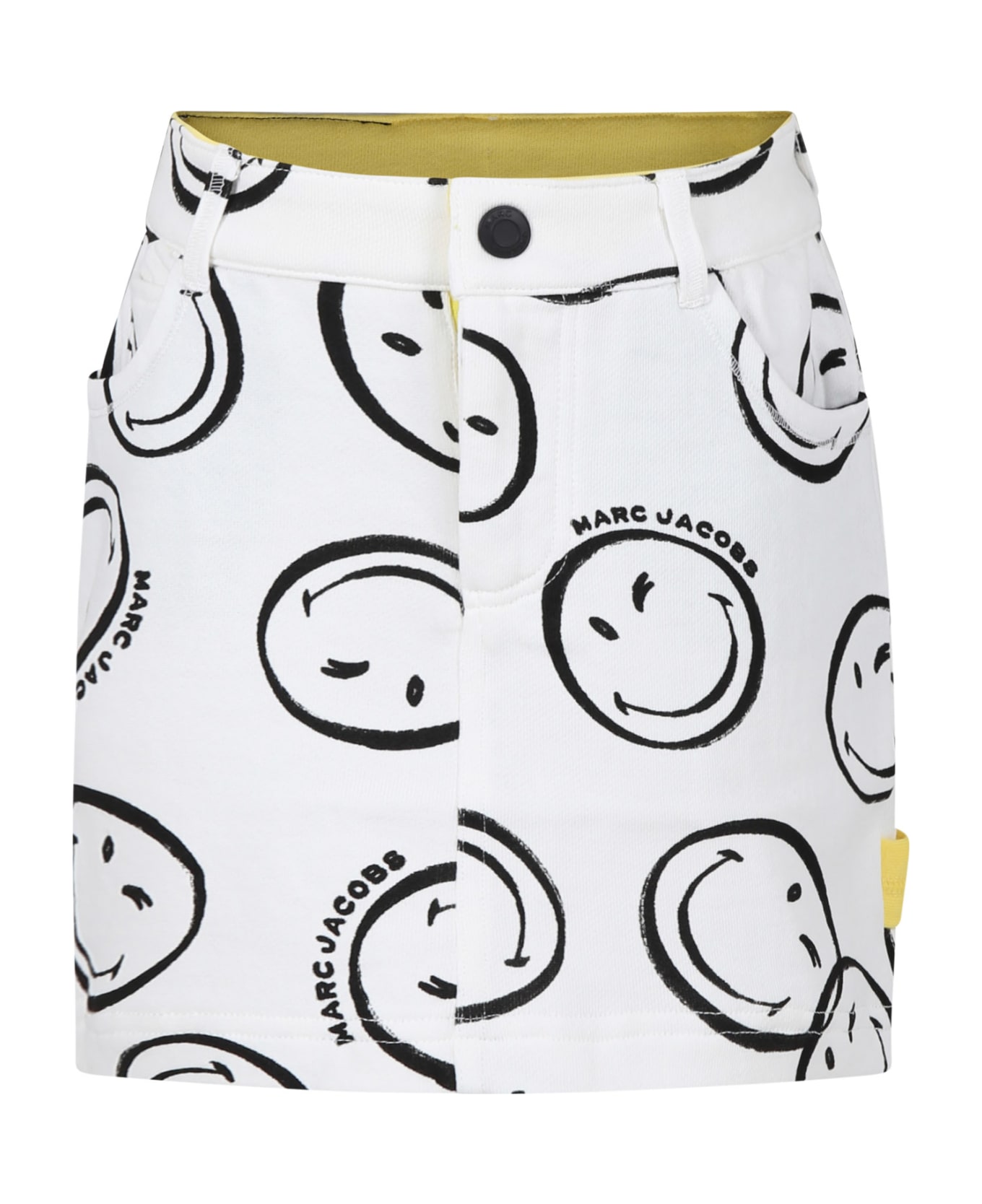 Marc Jacobs White Skirt For Girl With Smiley And Logo - White