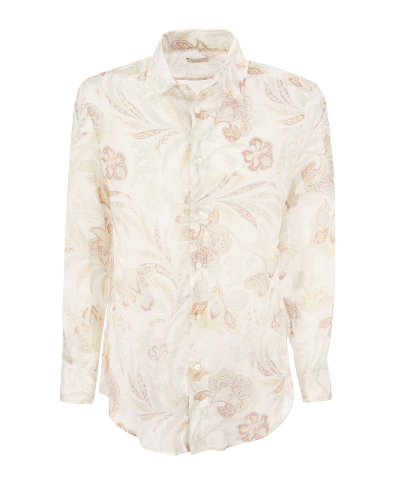 Etro Ramie Shirt With Floral Print - White