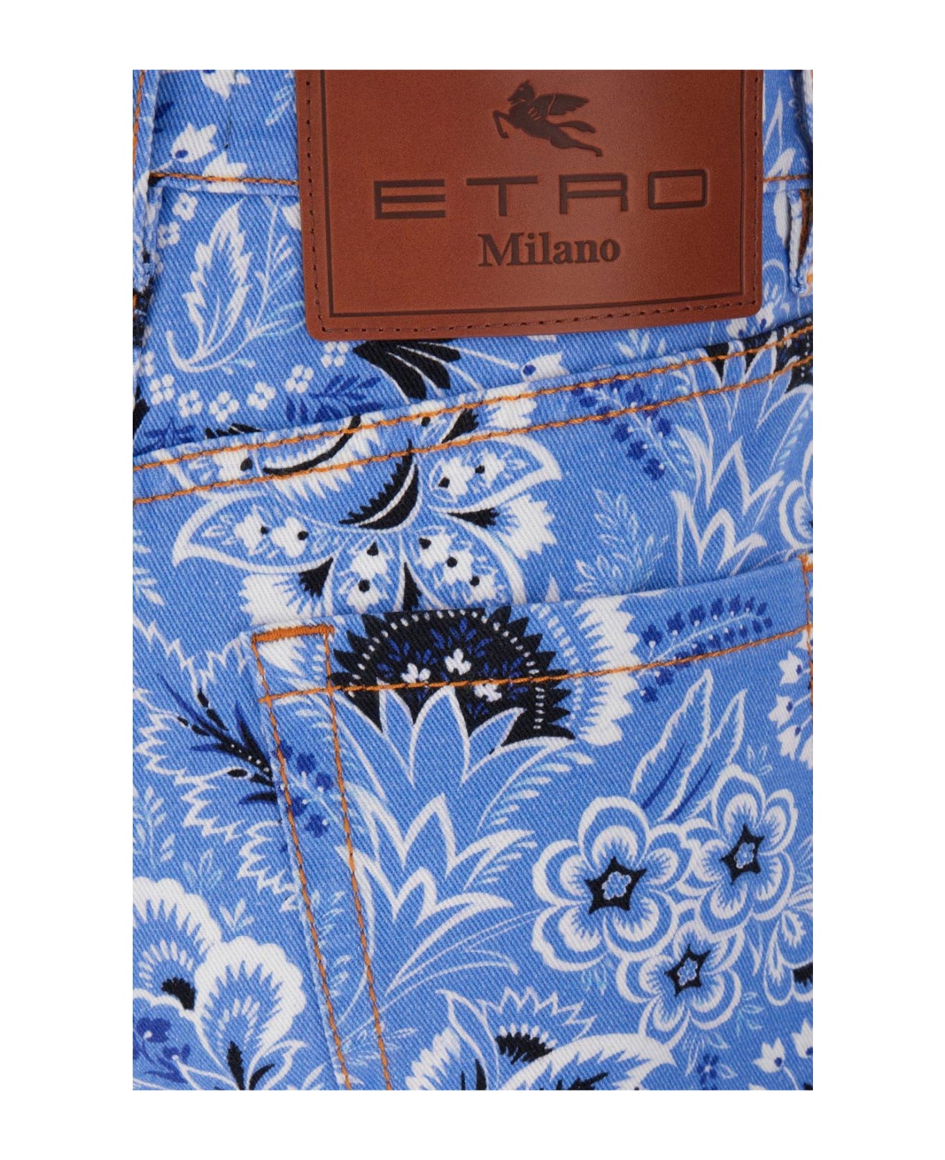 Etro Bandana-print Frayed Denim Shorts - Blue ショートパンツ