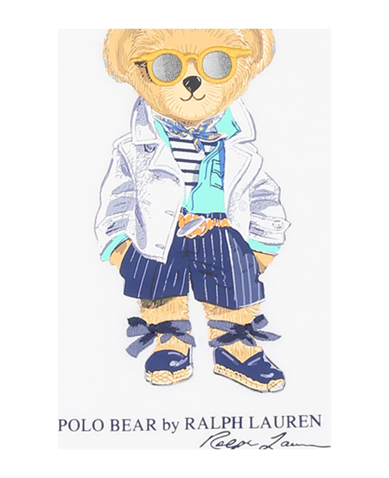 Ralph Lauren White T-shirt For Baby Girl With Polo Bear - White
