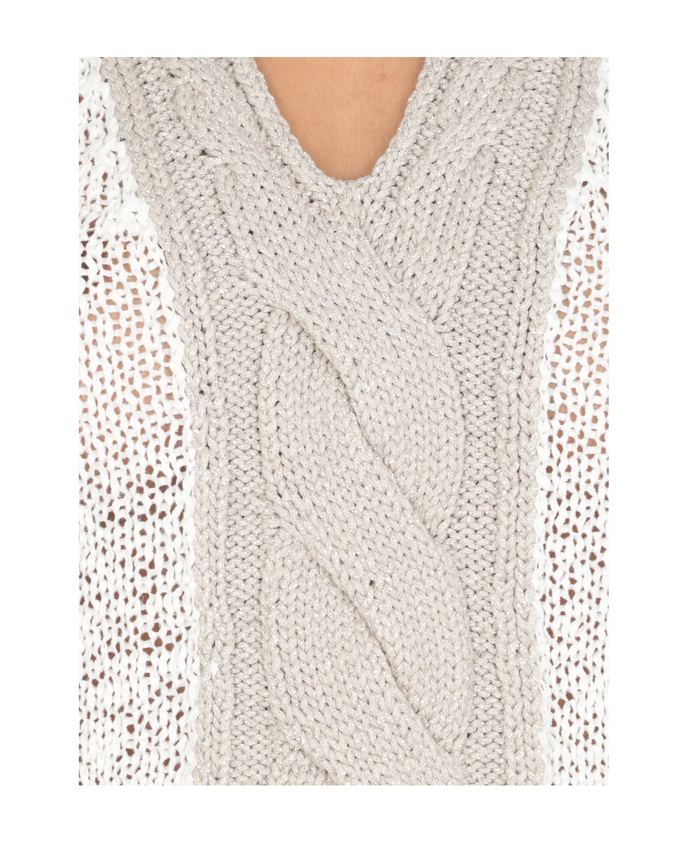 D.Exterior Lurex Knitted Gilet - White