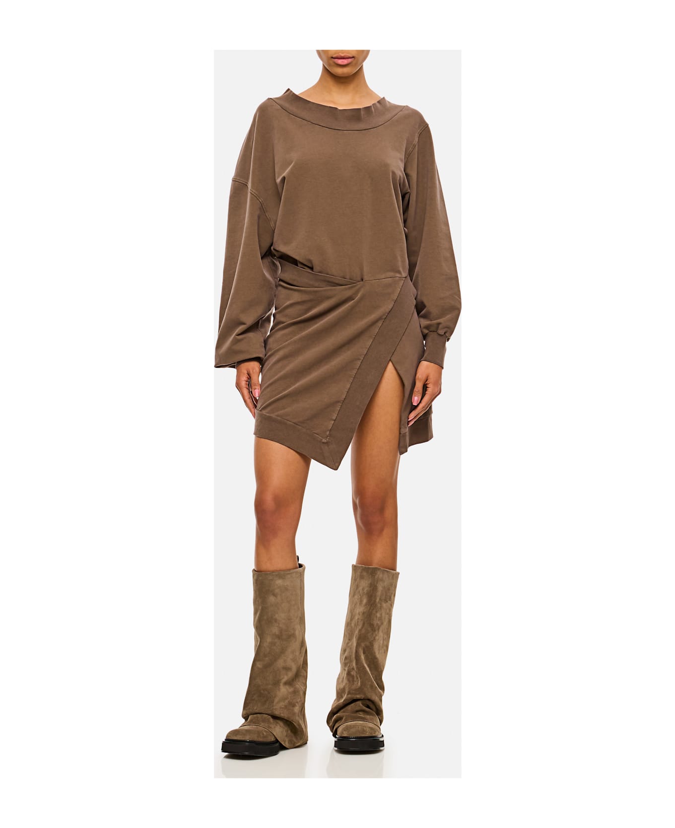 The Attico Light American Fleece Mini Dress - Brown