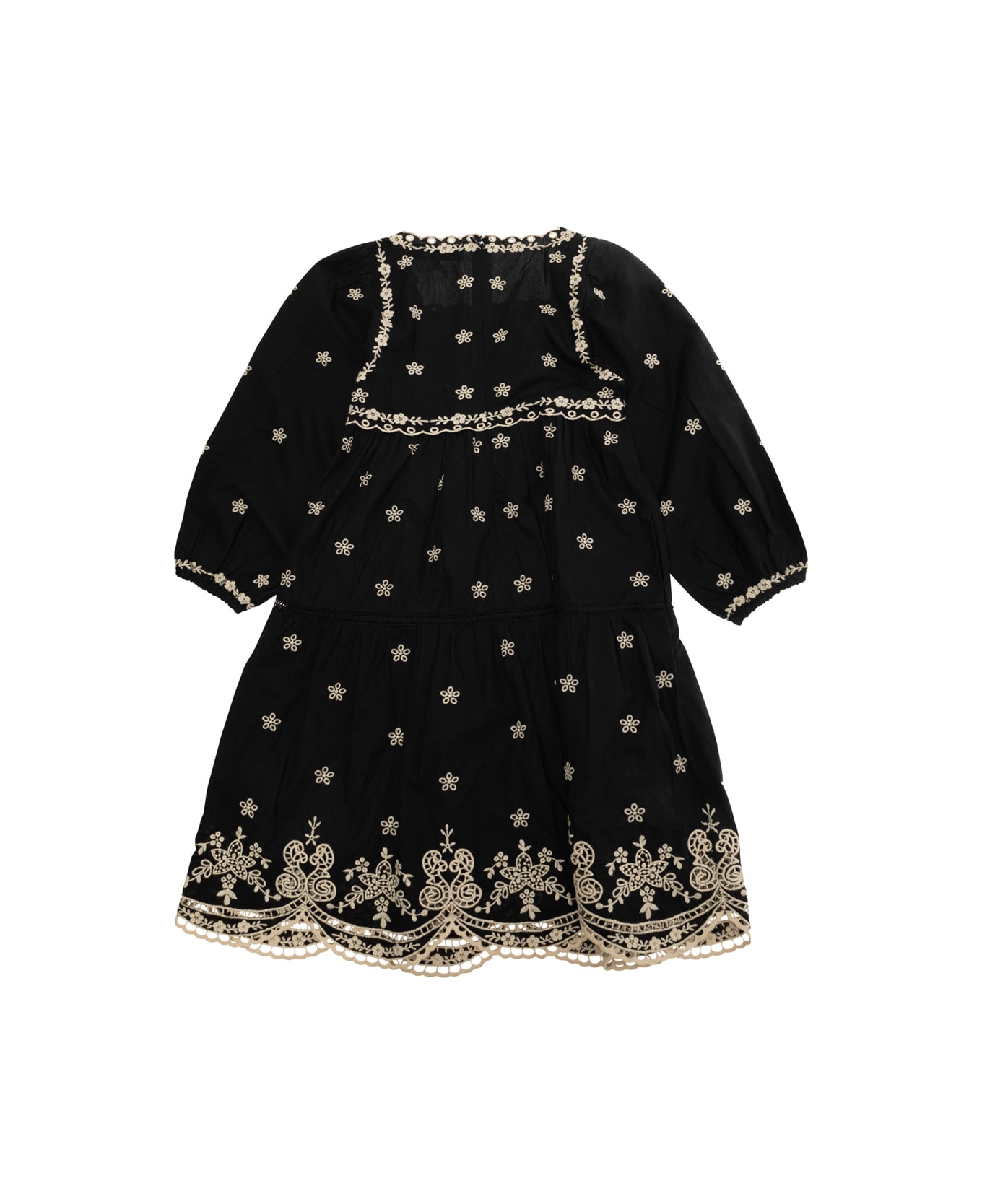 Sea New York 
kingsley
 Black Dress With All-over Embroidery In Cotton Girls - Black